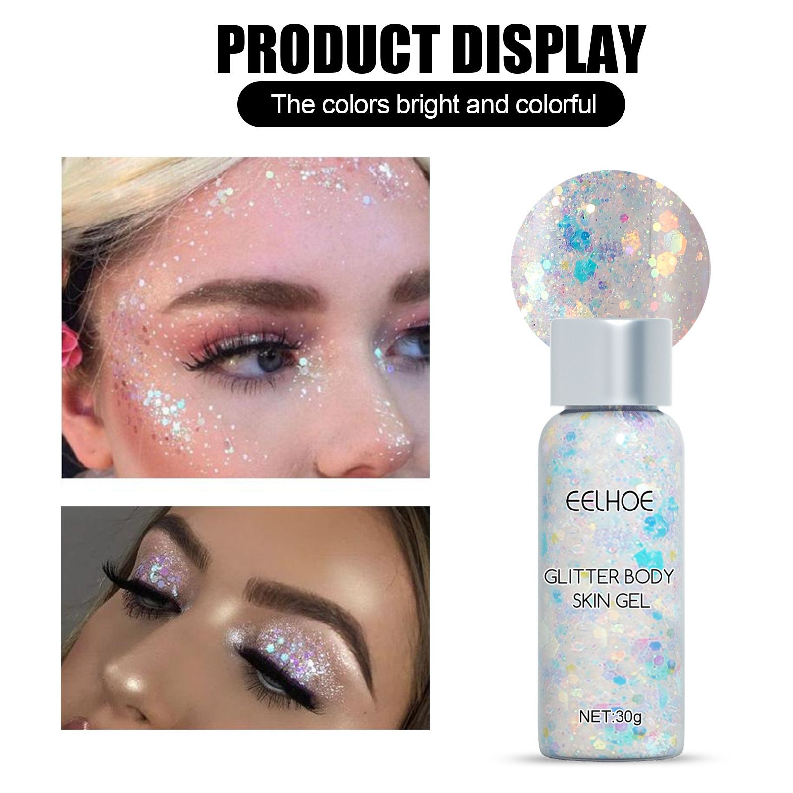 EELHOE sequin gel set gel glitter makeup fish scale sequin stage performance eye shadow makeup props view 4