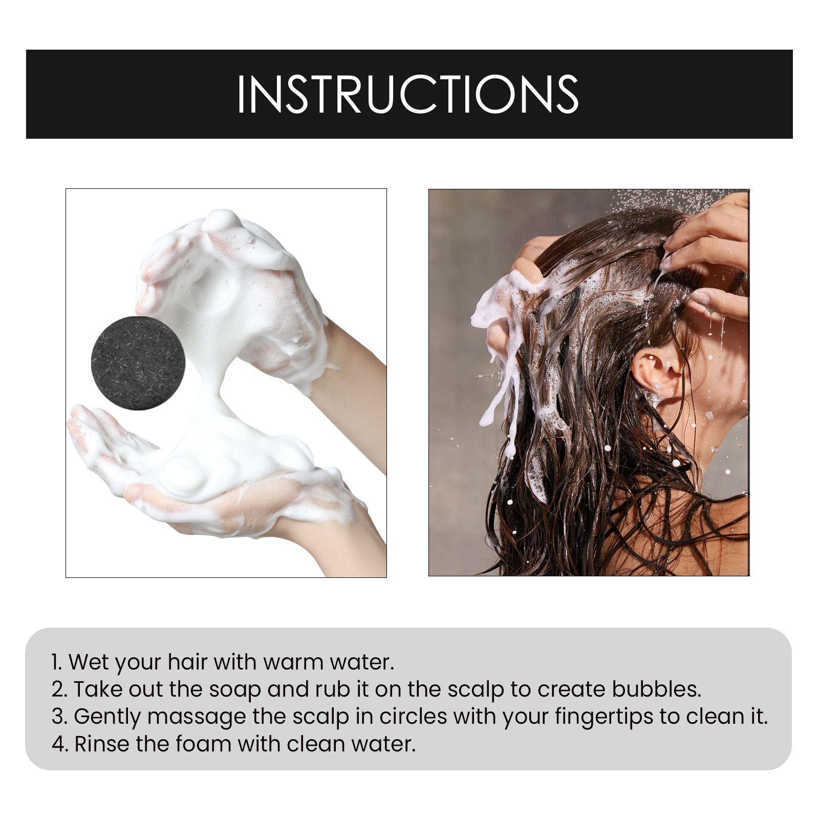 OUHOE Bamboo Charcoal Shampoo foam Enriches Deep Cleansing, Moisturizing, Nourishing, Repairing, Manic, Fresh and Soft
