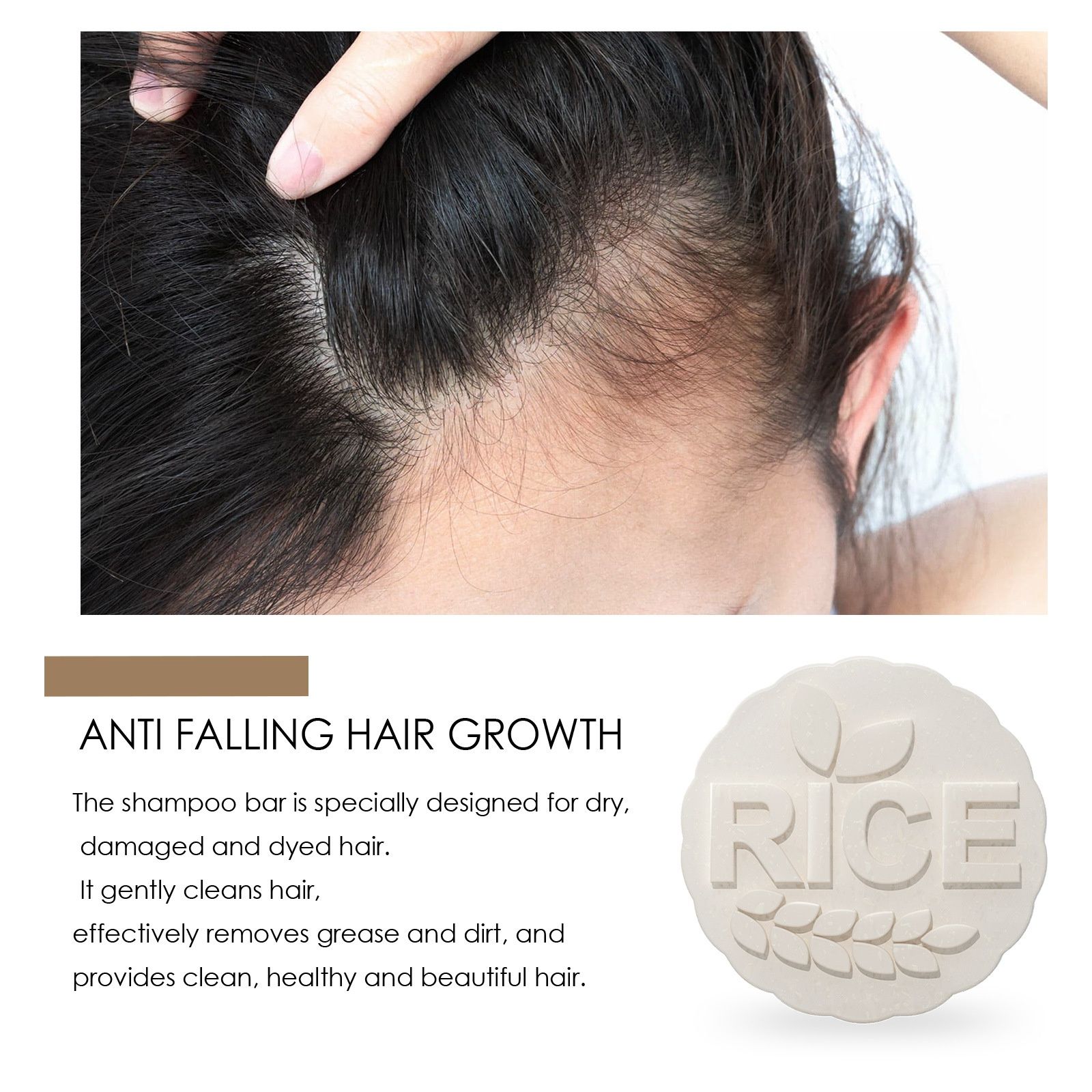 EELHOE Rice Anti Hair Loss Shampoo for Hair Firming, Hair Strengthening, Cleaning, Nourishing, Rooting, Nourishing, Hair Care