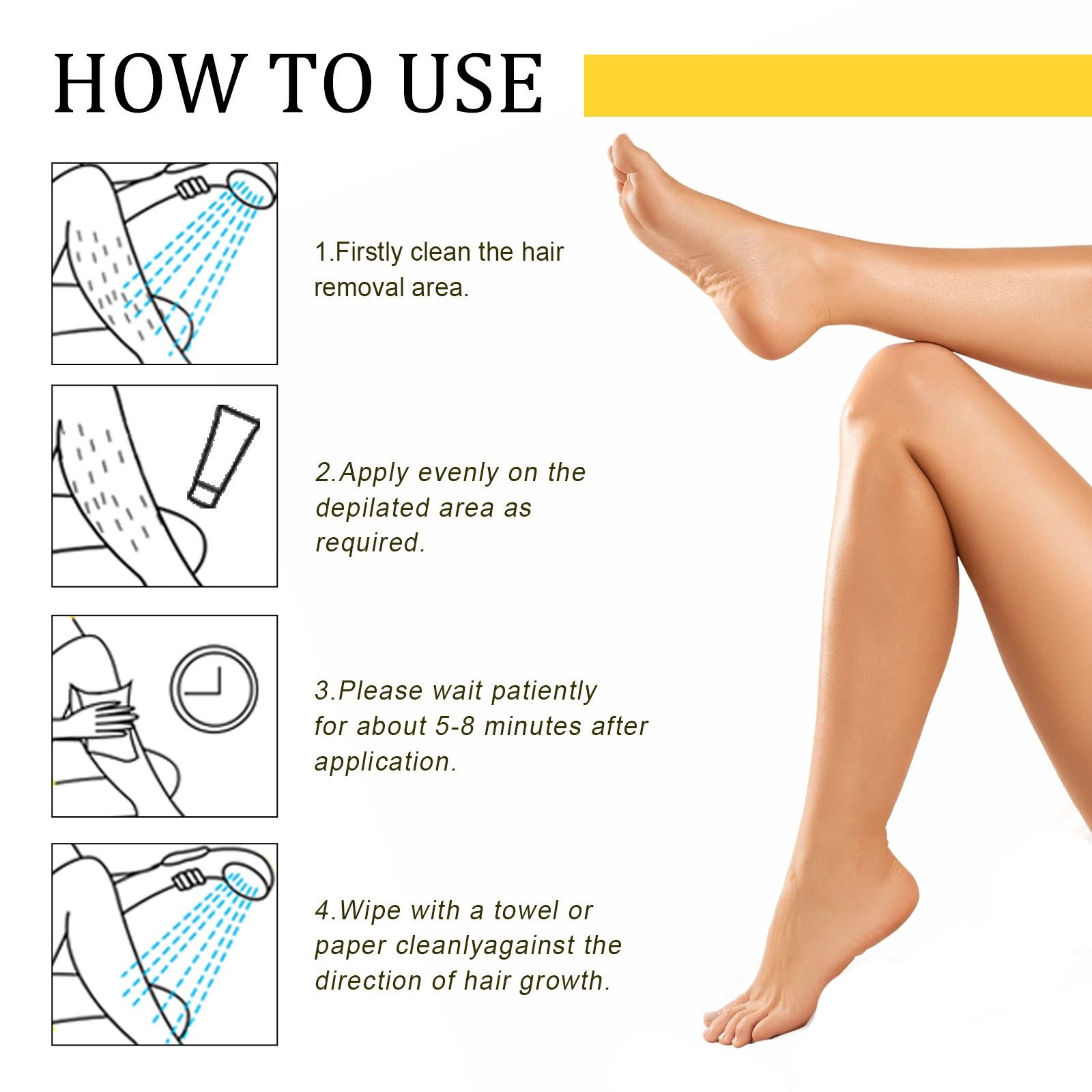 EELHOE honey&milk hair removal cream for quick and smooth hair removal on armpits, arms, and legs. Gentle hair removal cream for the whole body