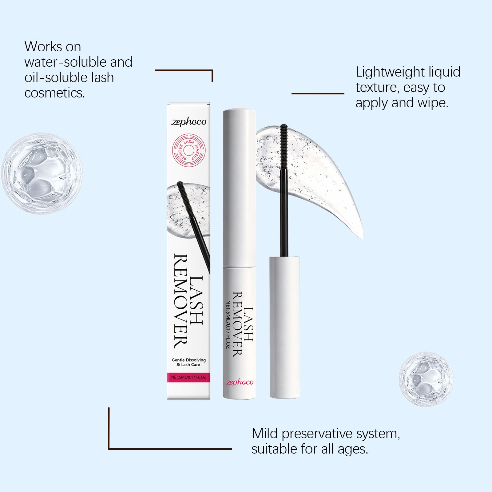Zephoco Eyelash Makeup Remover Gently Cleanses Eyelash Adhesive Refreshing, Convenient, Easy to Rinse Makeup Remover view 5