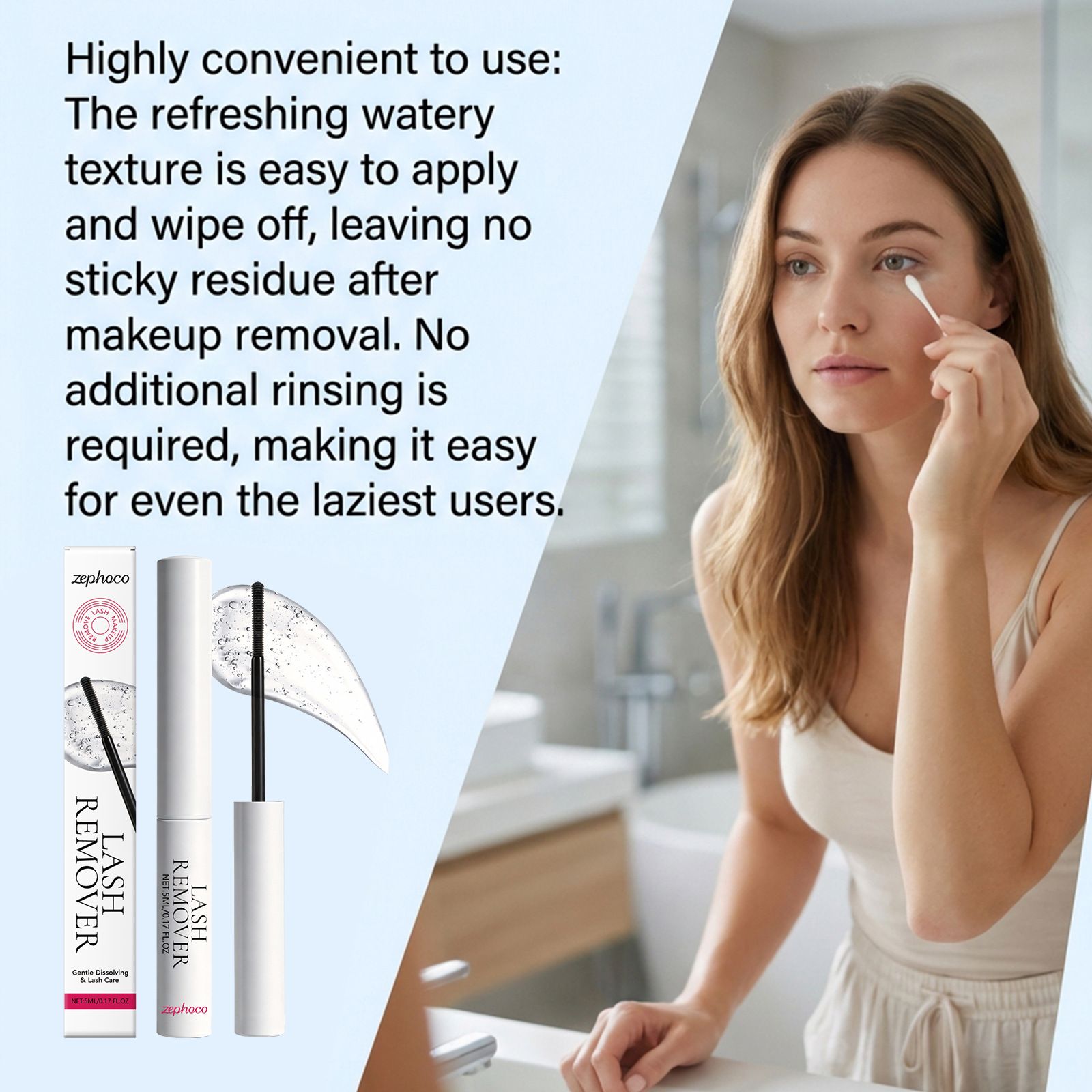 Zephoco Eyelash Makeup Remover Gently Cleanses Eyelash Adhesive Refreshing, Convenient, Easy to Rinse Makeup Remover view 2