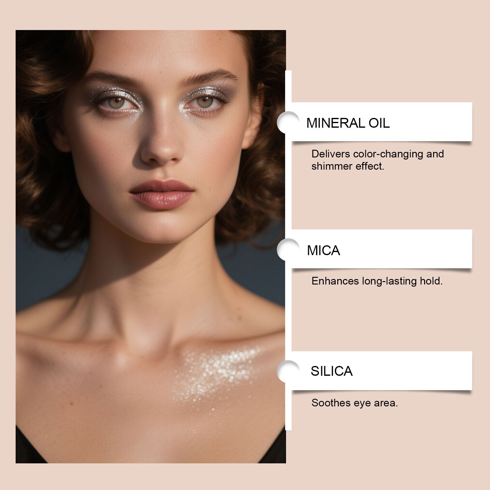 Zephoco silver white star diamond double head eye shadow stick natural color fine flash eye shadow daily makeup easy to control view 2