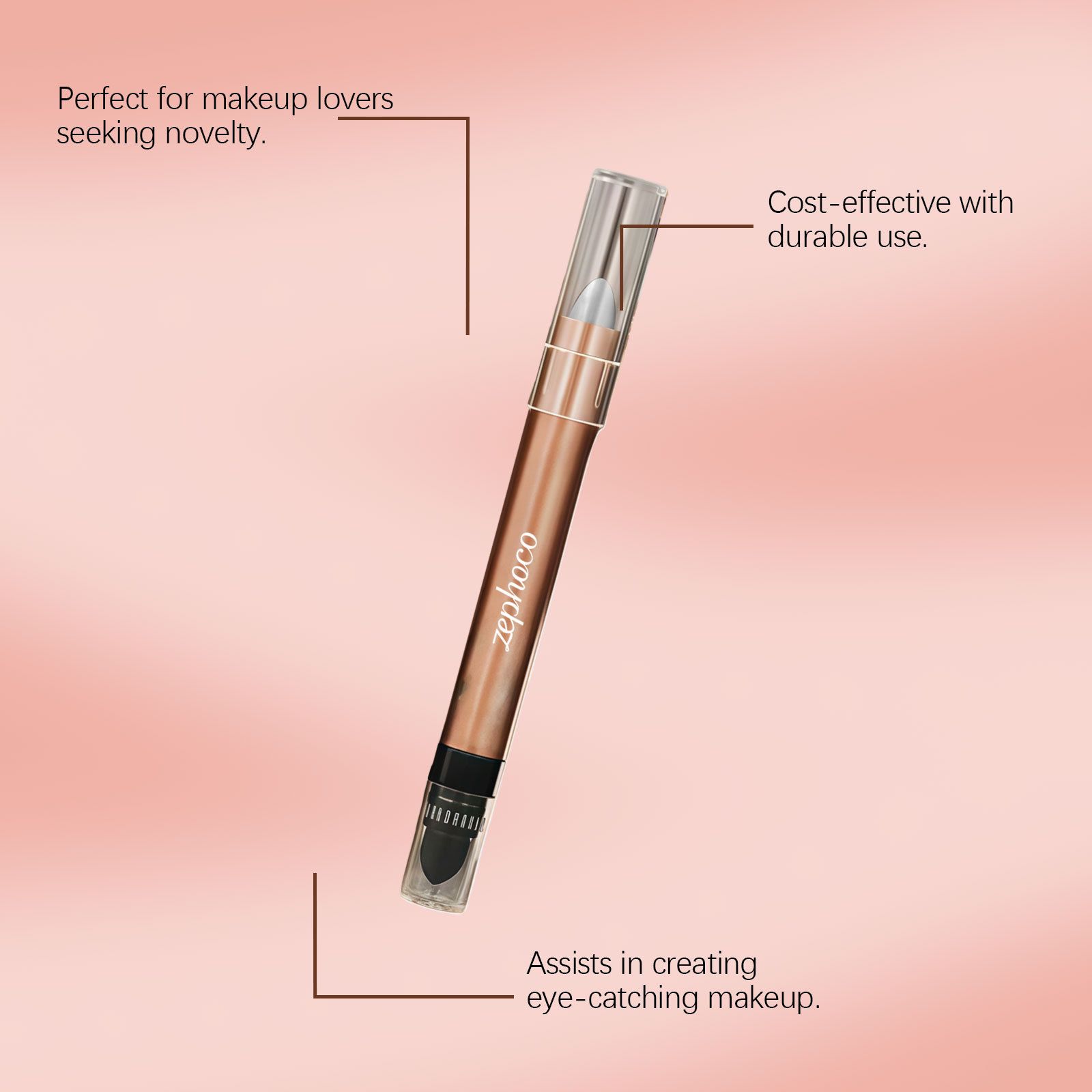 Zephoco silver white star diamond double head eye shadow stick natural color fine flash eye shadow daily makeup easy to control view 4
