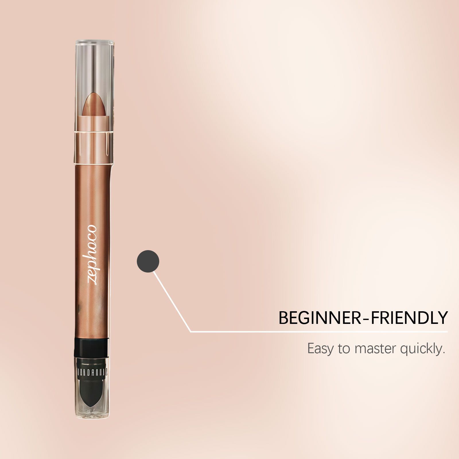 Zephoco dark brown star diamond double head eye shadow stick matte color rendering natural silk smooth portable smooth eye shadow stick