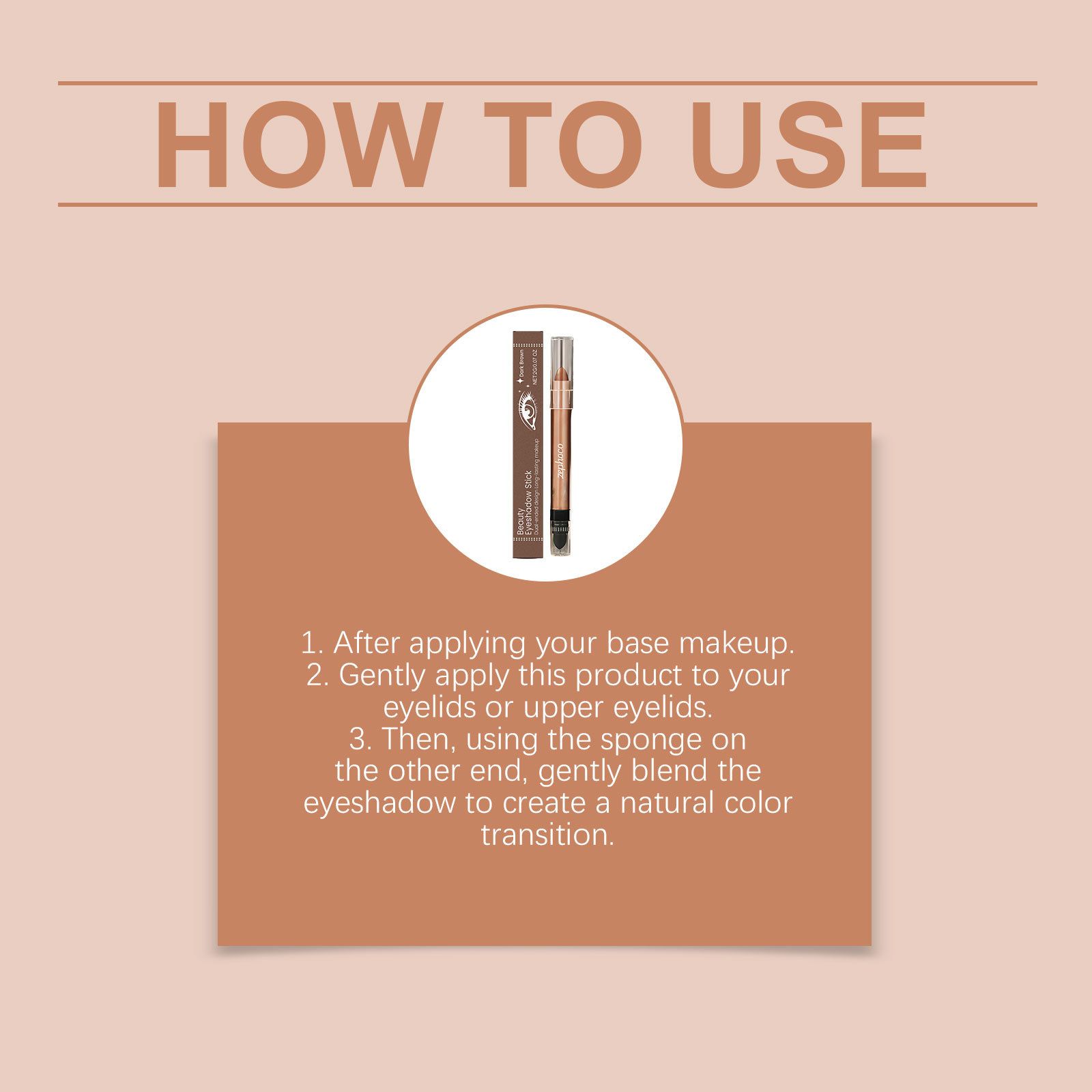 Zephoco dark brown star diamond double head eye shadow stick matte color rendering natural silk smooth portable smooth eye shadow stick