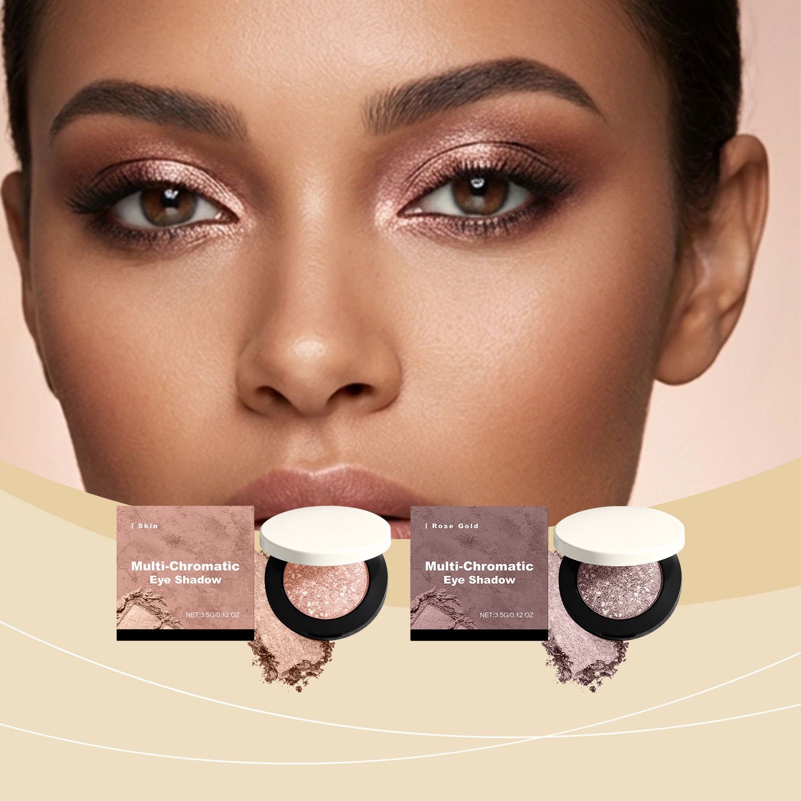 Shiny three-dimensional eye shadow, glittering pearl stage makeup, delicate color display, beautiful eye makeup, broken diamond glitter powder, eye shadow