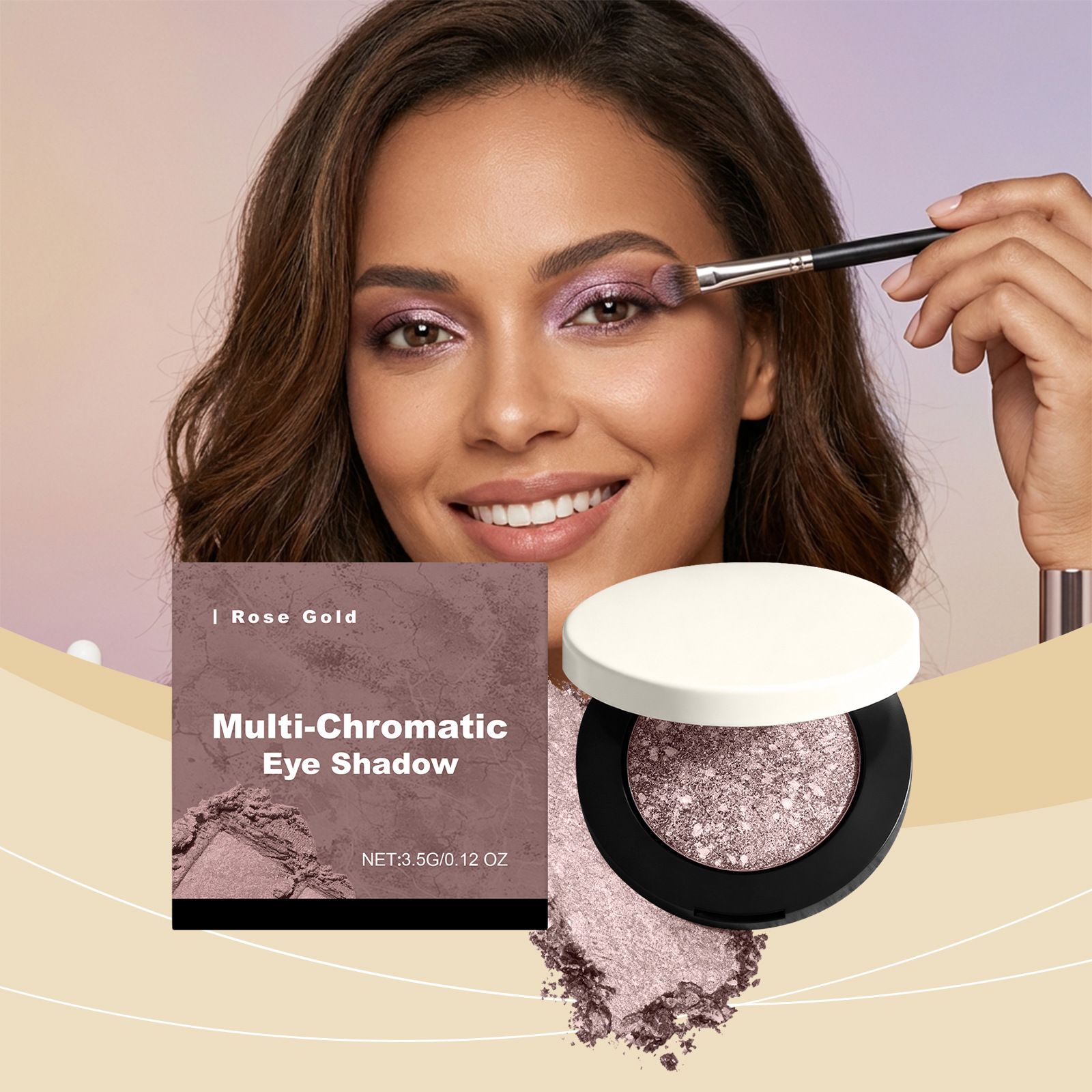 Rose gold glittering three-dimensional eye shadow daily natural color luster portable commuting dating eye makeup