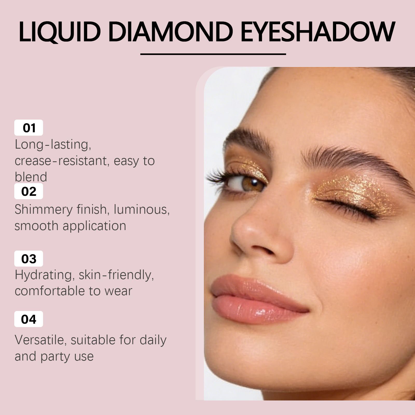 Zephoco diamond glitter eye shadow (gold) delicate bright color natural color to create eye glitter makeup effect view 2