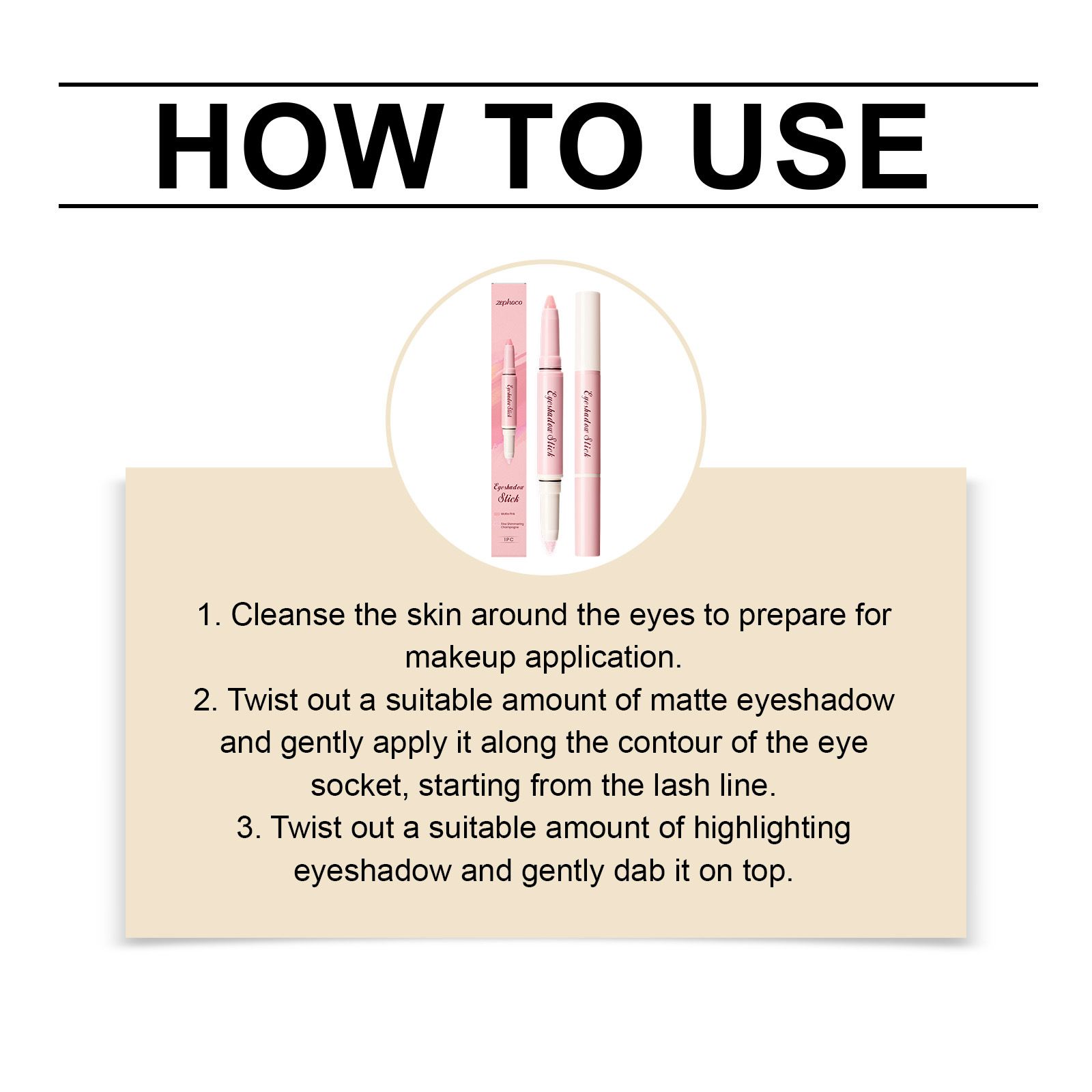 Zephoco double head silky eye shadow stick # 03 matte high color rendering easy dizzy silky smooth and convenient eye shadow stick view 5