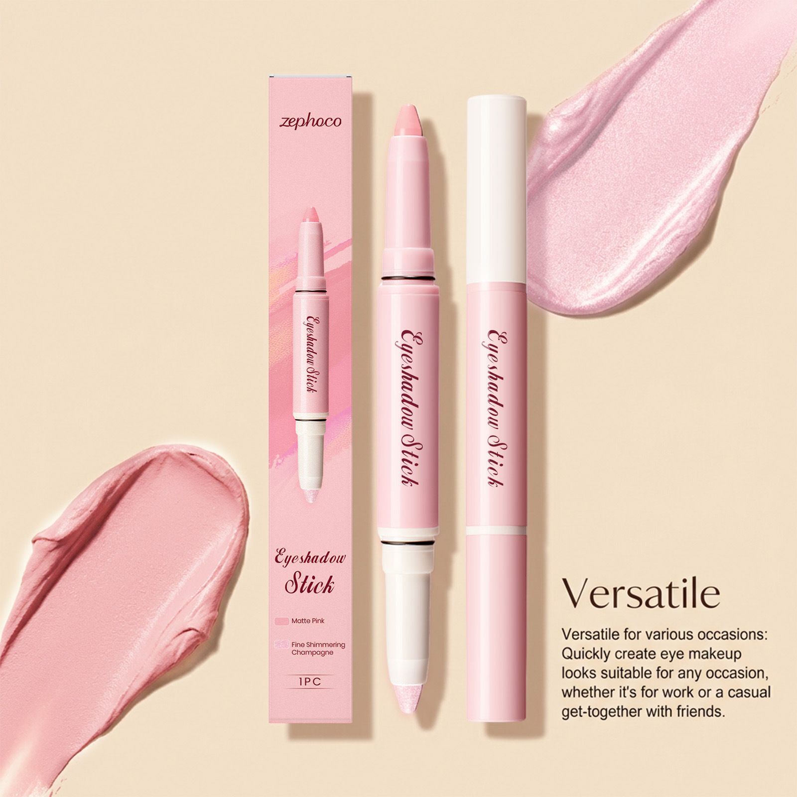 Zephoco double head silky eye shadow stick # 03 matte high color rendering easy dizzy silky smooth and convenient eye shadow stick view 4
