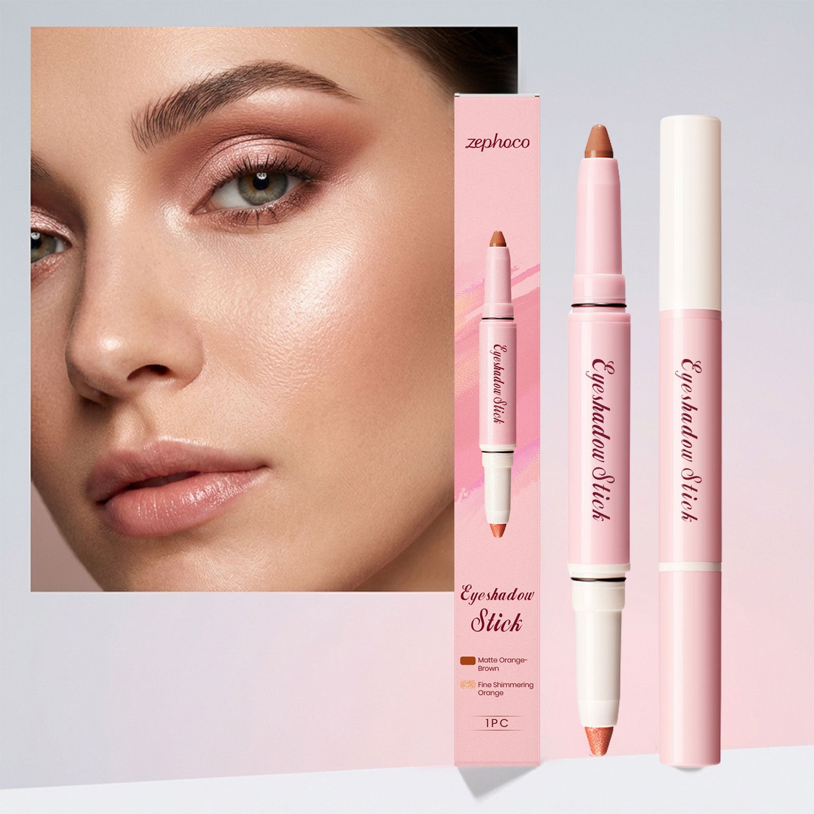 ZEPHOCO double head silky eye shadow stick # 02 natural color easy to use daily appointment commuting eye makeup pen