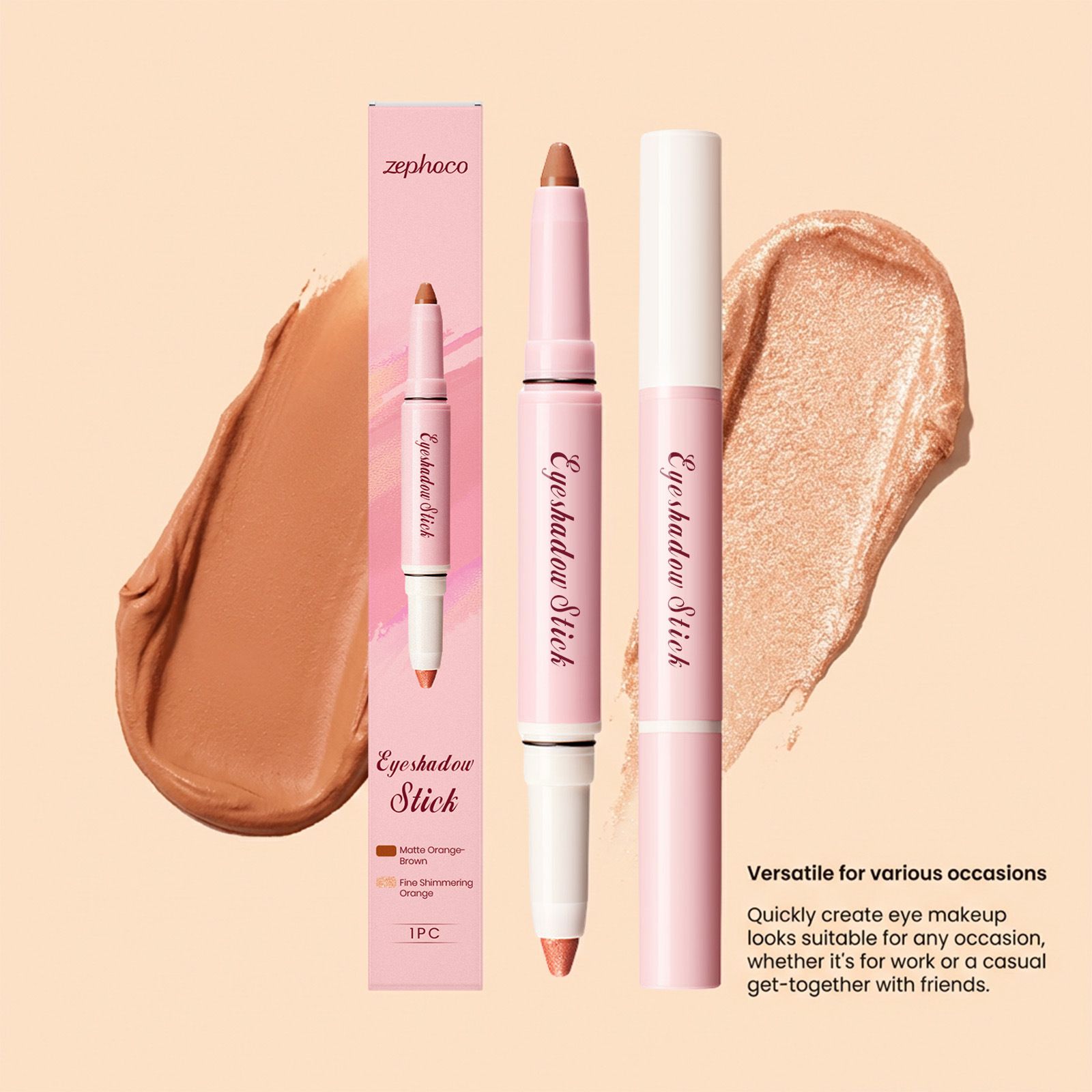 ZEPHOCO double head silky eye shadow stick # 02 natural color easy to use daily appointment commuting eye makeup pen view 5