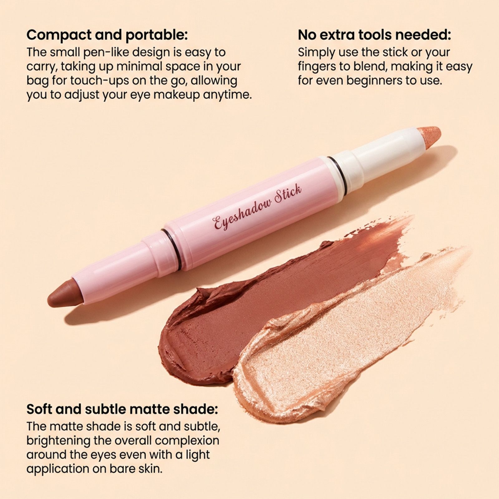 ZEPHOCO double head silky eye shadow stick # 02 natural color easy to use daily appointment commuting eye makeup pen view 4