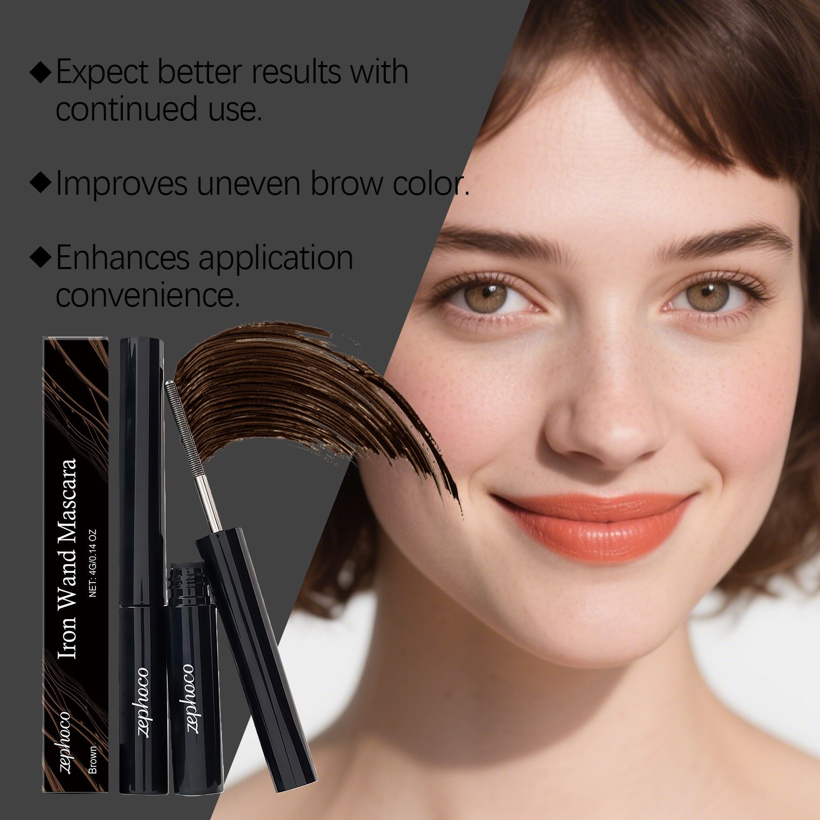 zephoco brown waterproof curling eye black, with beautiful and natural makeup, curling and not easy to lose makeup view 2