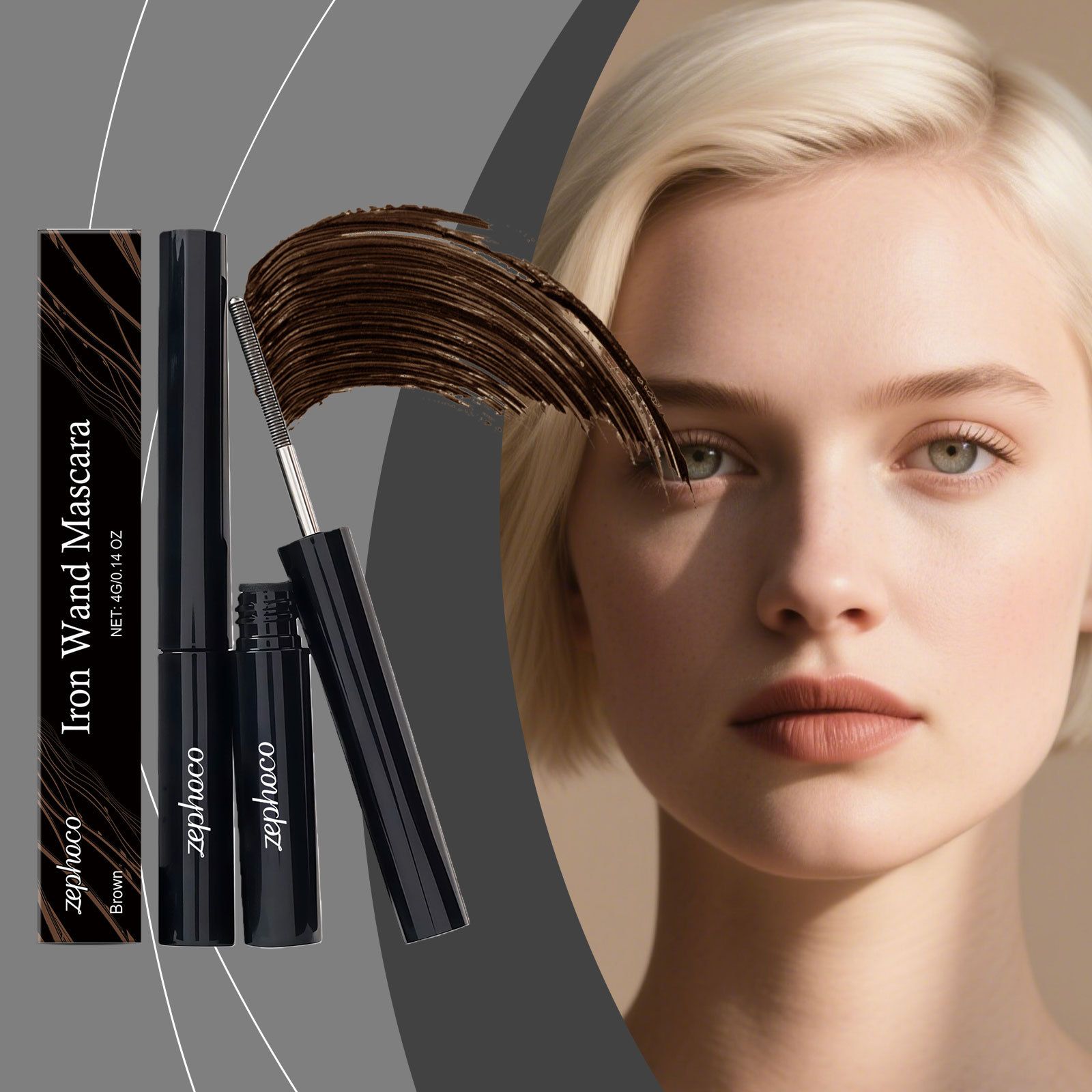 zephoco brown waterproof curling eye black, with beautiful and natural makeup, curling and not easy to lose makeup