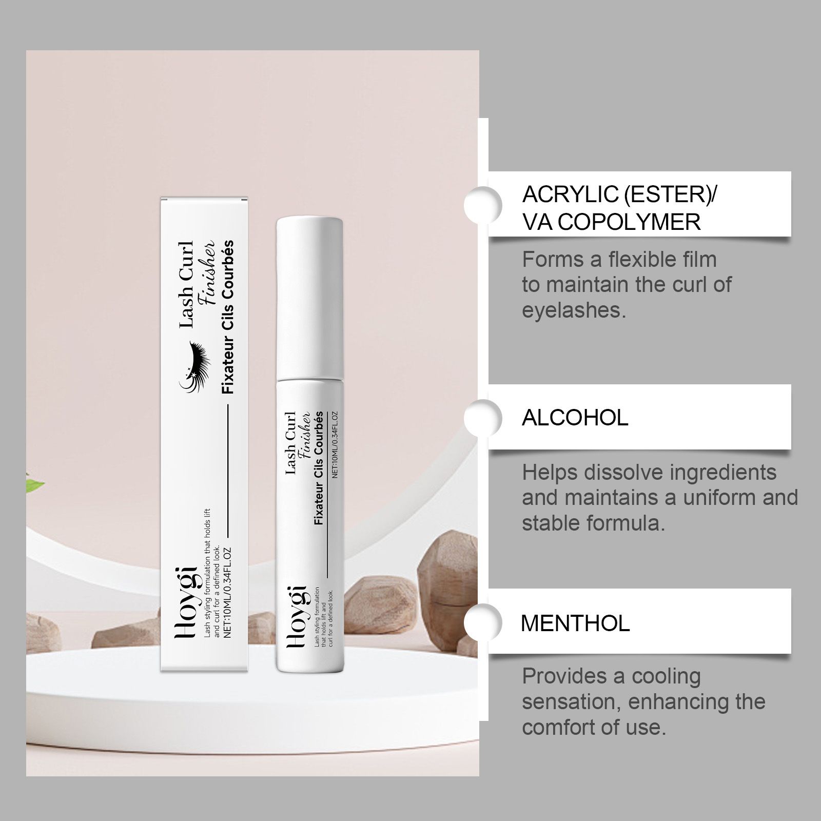 HOYGI Mascara Curl Fixing Liquid - Quick-drying, non-smudging, natural-looking, long-lasting, makeup-proof, and perfect for everyday wear view 4