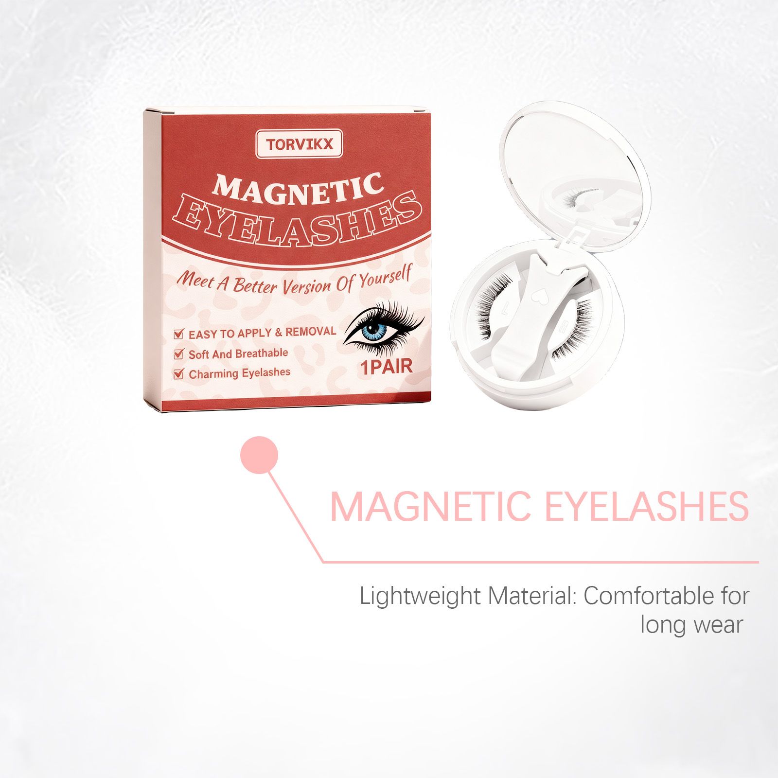 TORVIKX magnetic false eyelash set: natural, curly, fluffy, lightweight, convenient, not easy to fall off, fits the eyes well view 4