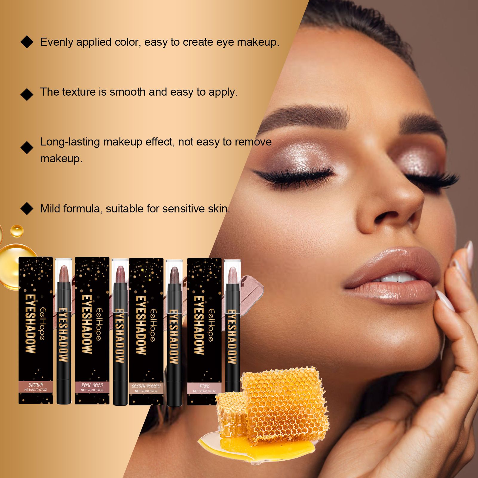EELHOPE eye shadow stick, matte cream, long-lasting, color-enhancing, non-smudging, portable, easy to use, delicate eye shadow stick