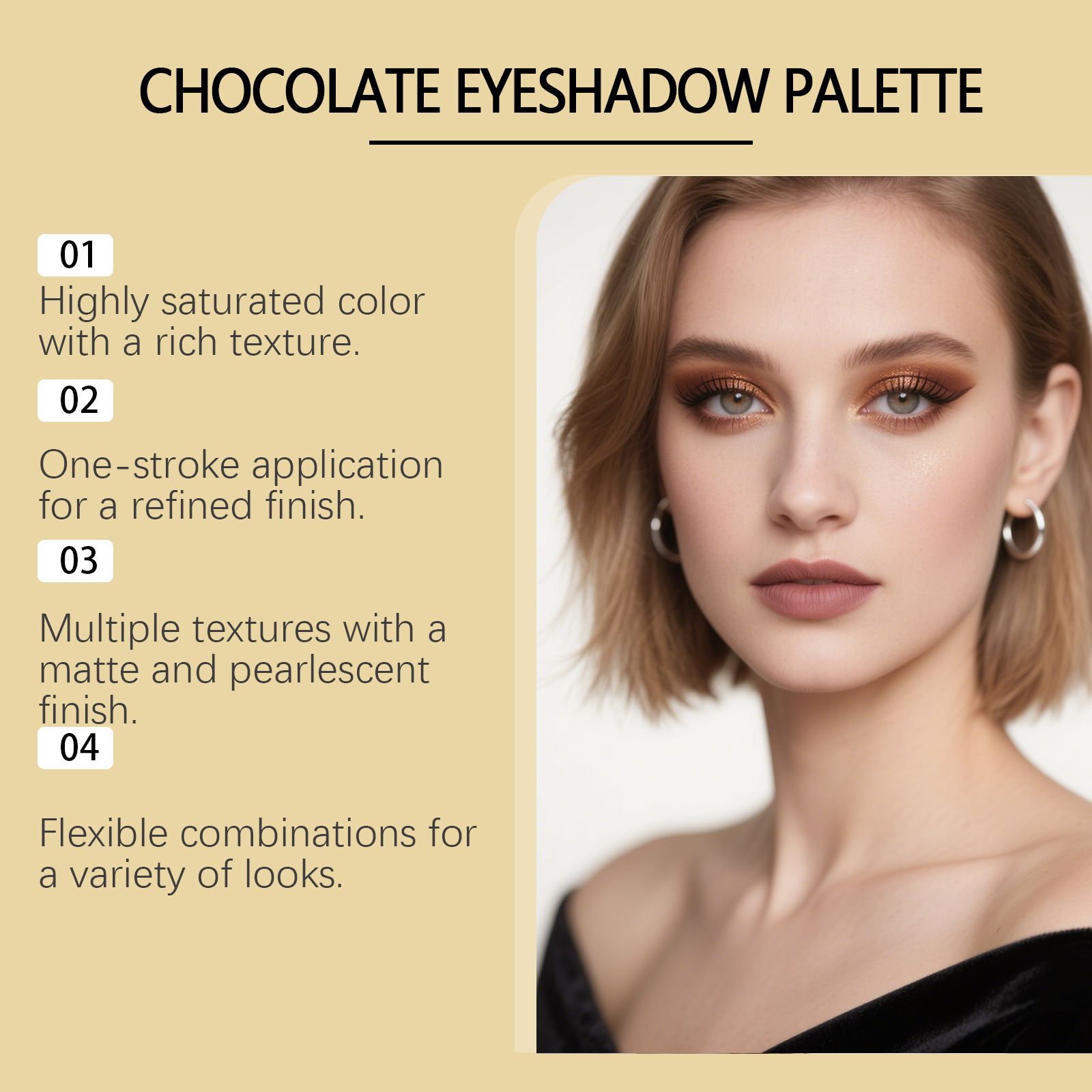Zephoco chocolate-style eye shadow palette, earthy color with high light, cool tone, lightweight, and vivid color, suitable for daily commuting