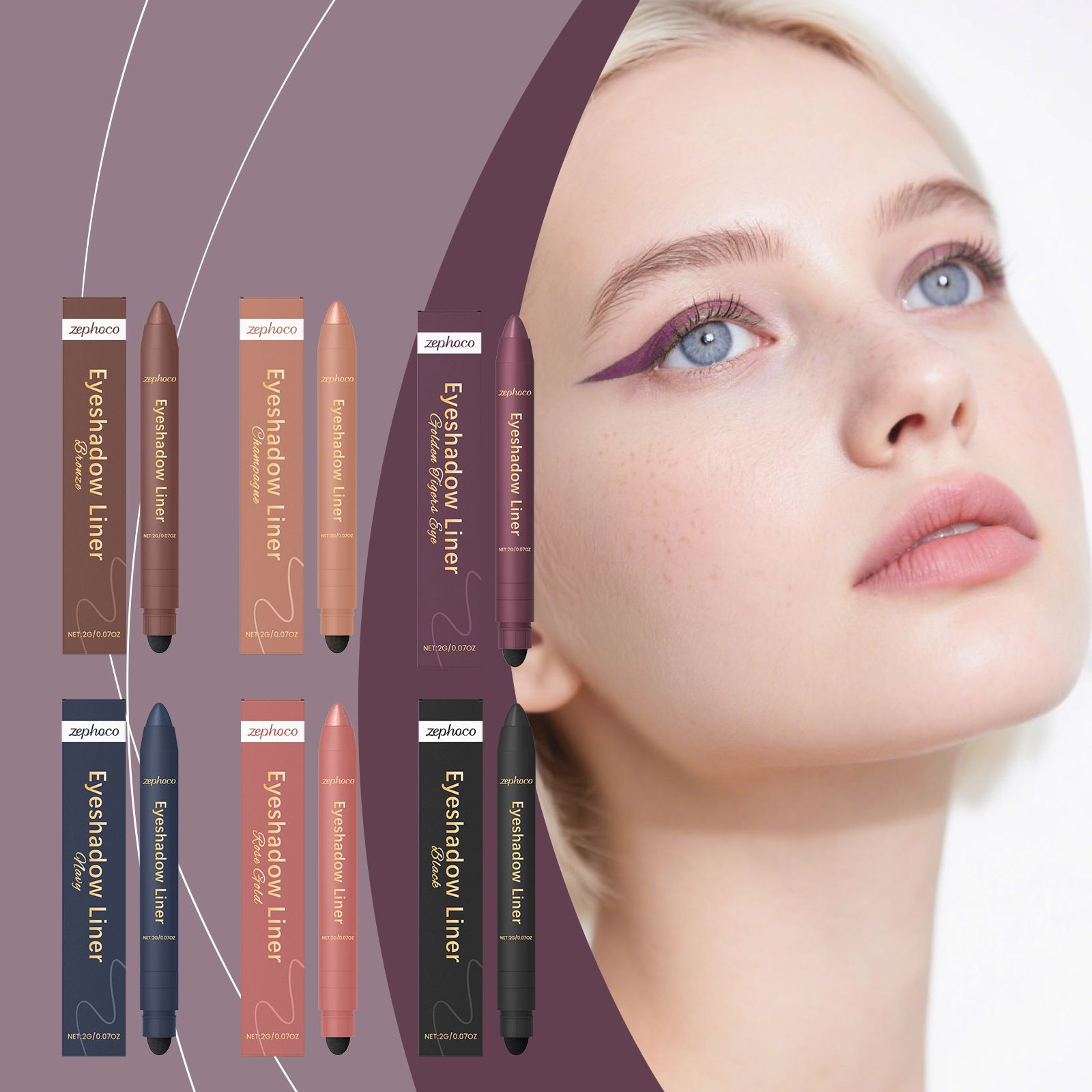 zephoco dual-purpose eyeliner pencil, lightweight and silky smooth, for eyeliner drawing and color rendering, easy to use