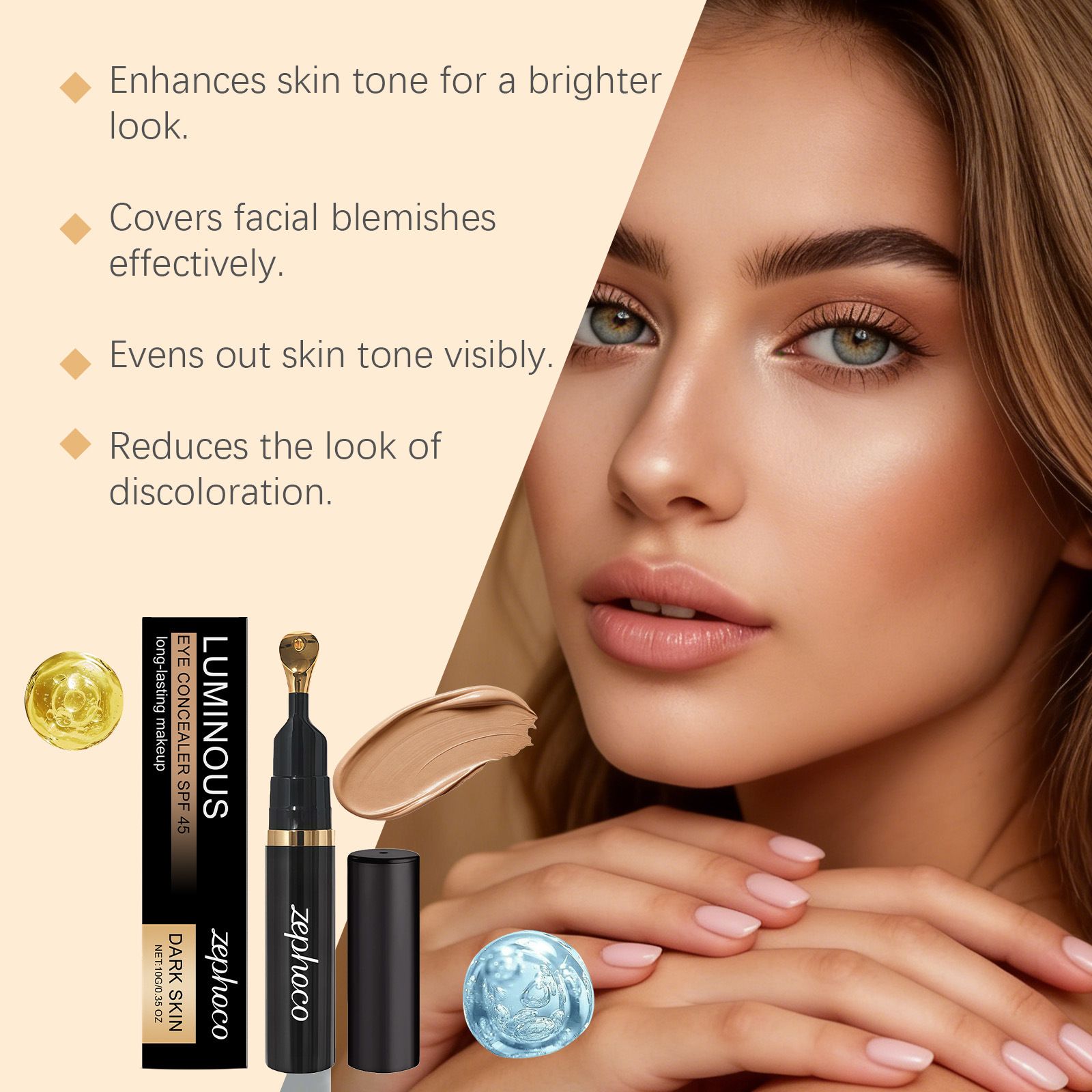 ZEPHOCO Lightening Eye Concealer Cream Natural and Concealing Eye Blemish Moisturizing and Lasting Concealer view 3