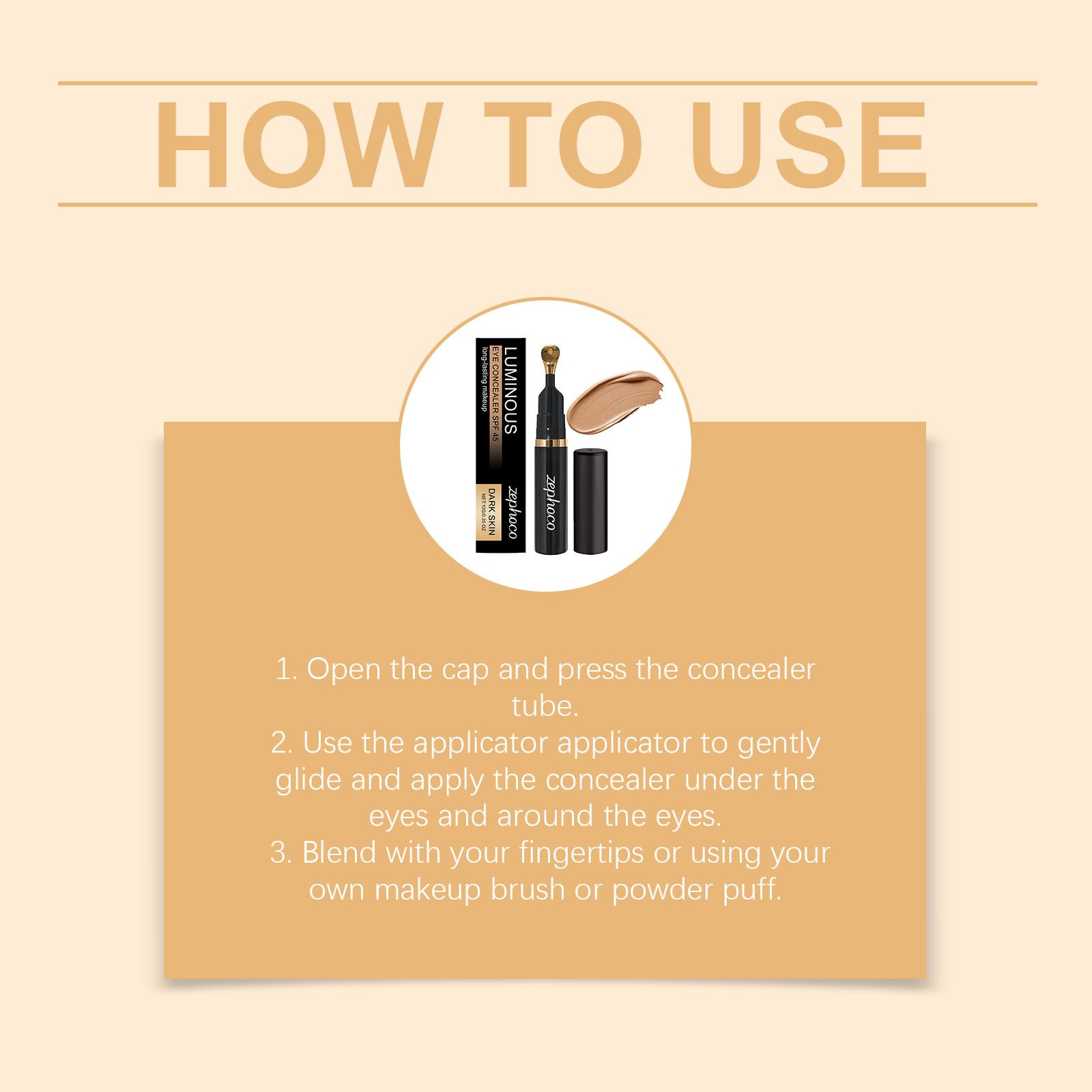ZEPHOCO Lightening Eye Concealer Cream Natural and Concealing Eye Blemish Moisturizing and Lasting Concealer view 5