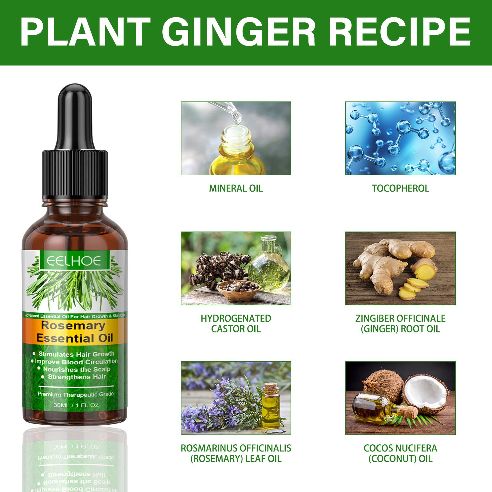 EELHOE rosemary hair care essential oil for preventing hair loss, hair growth essential oil for preventing hair loss, and nourishing scalp essential oil
