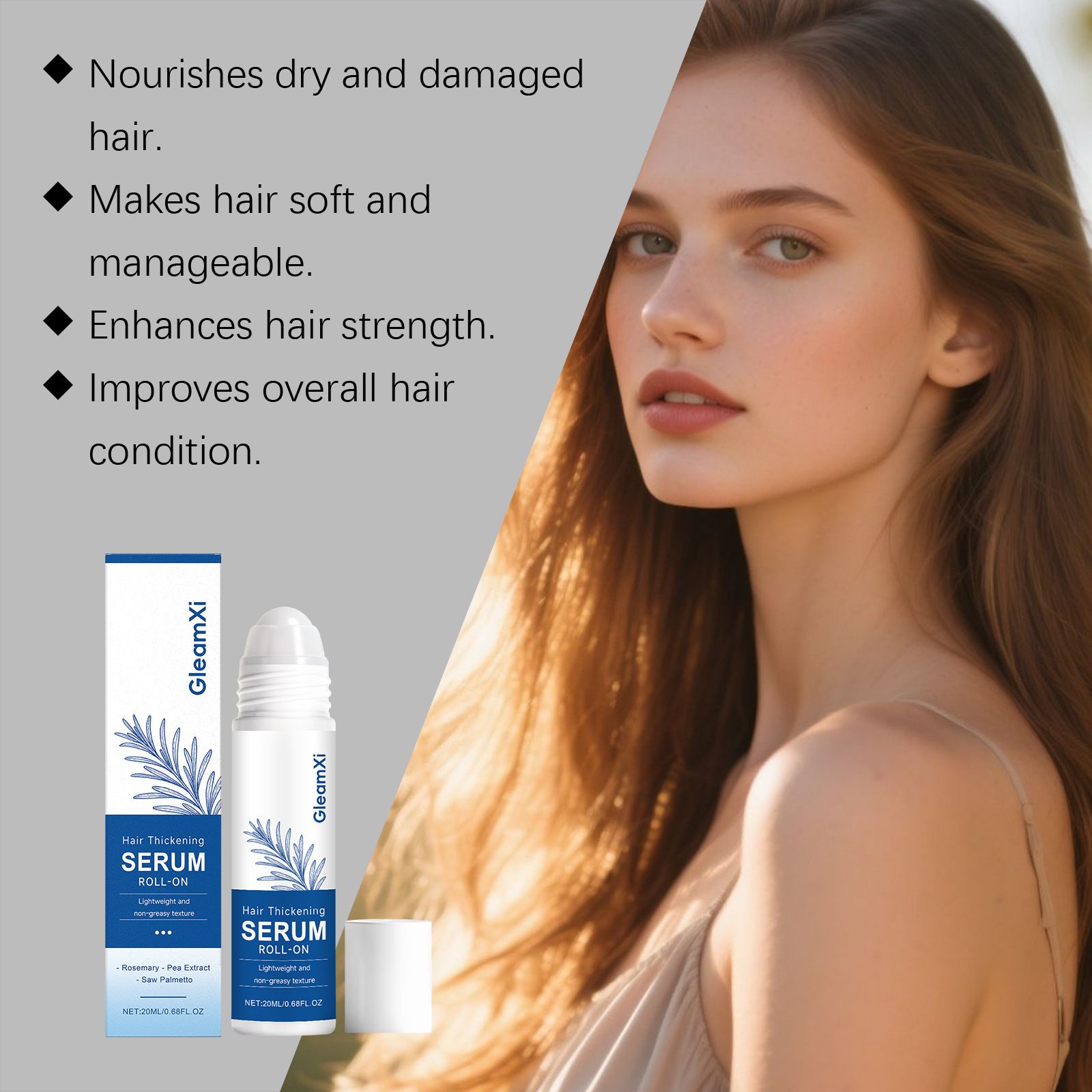 Gleamxi Hair Essence Roll-on - Gentle Moisturizing, Daily Refreshing, Moisturizing, Softening, Fullness-enhancing Hair Essence