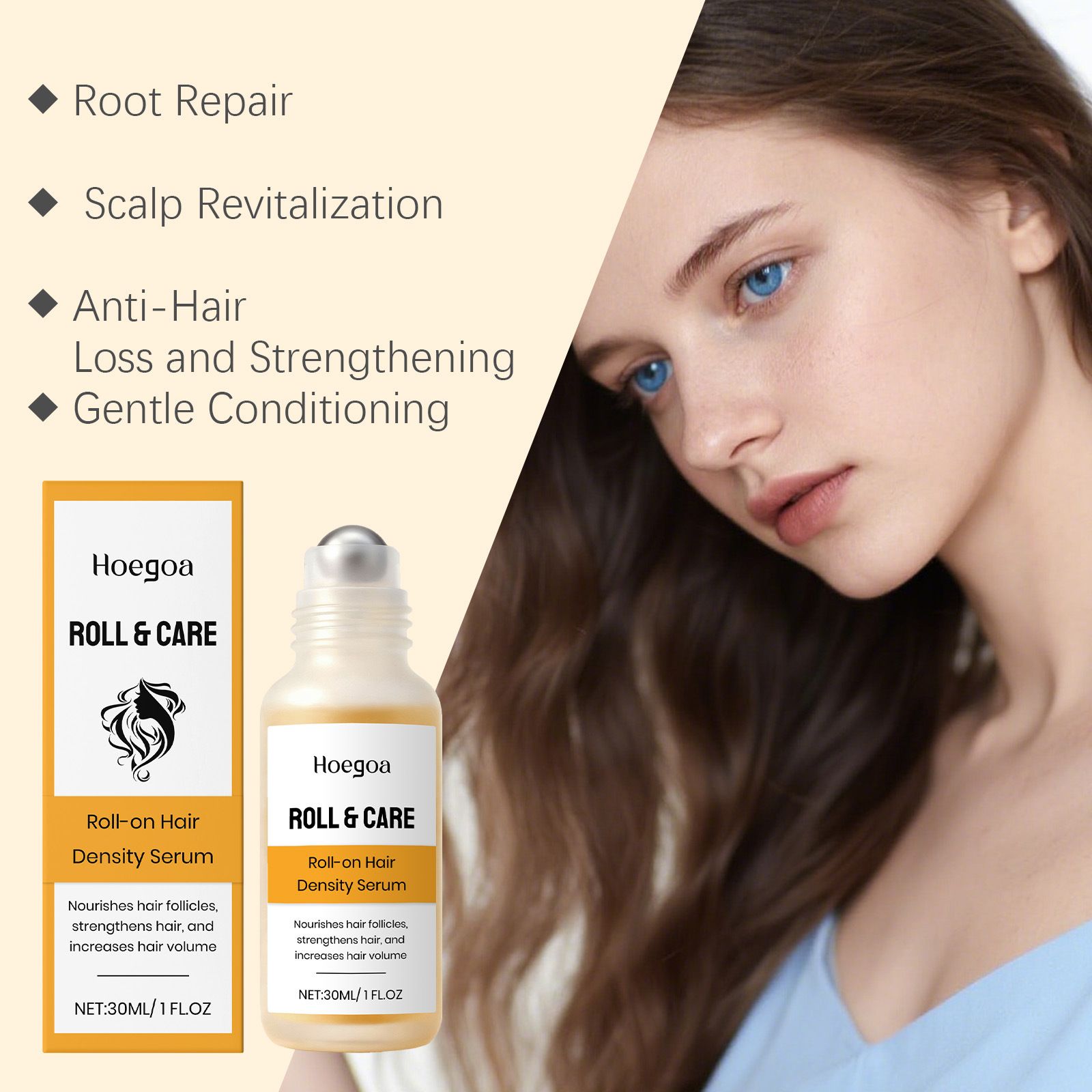 HOEGOA Scalp Nourishing Roll-on Essence gently nourishes the scalp, cares for, moisturizes, and smoothes hair strands for daily care