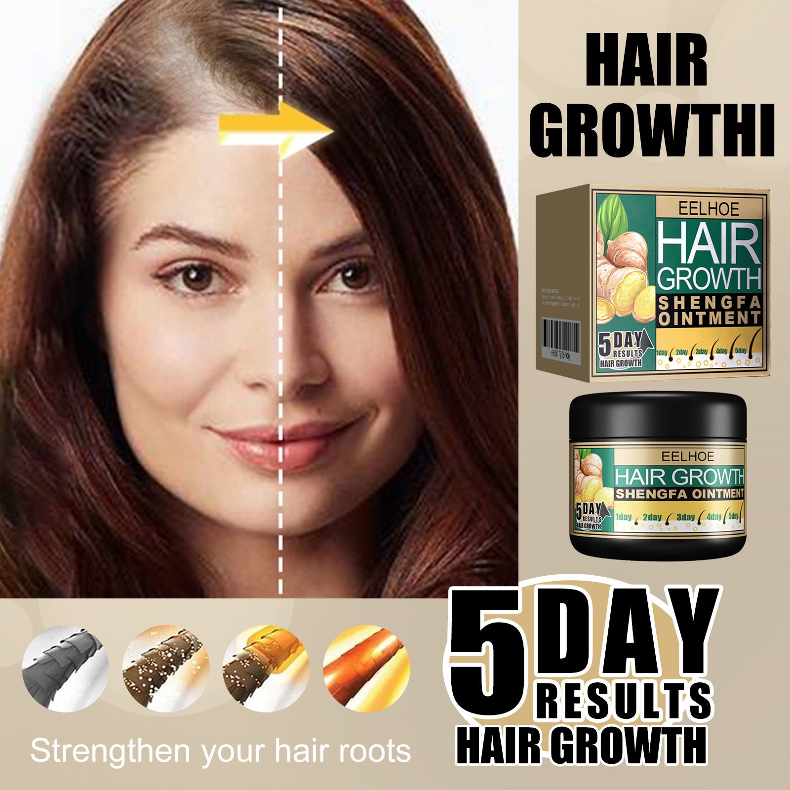 EELHOE Ginger Hair Care Cream - Moisturizing, Nourishing, Smoothening, Comforting Daily Massage Cream for Hair Luster and Scalp Care