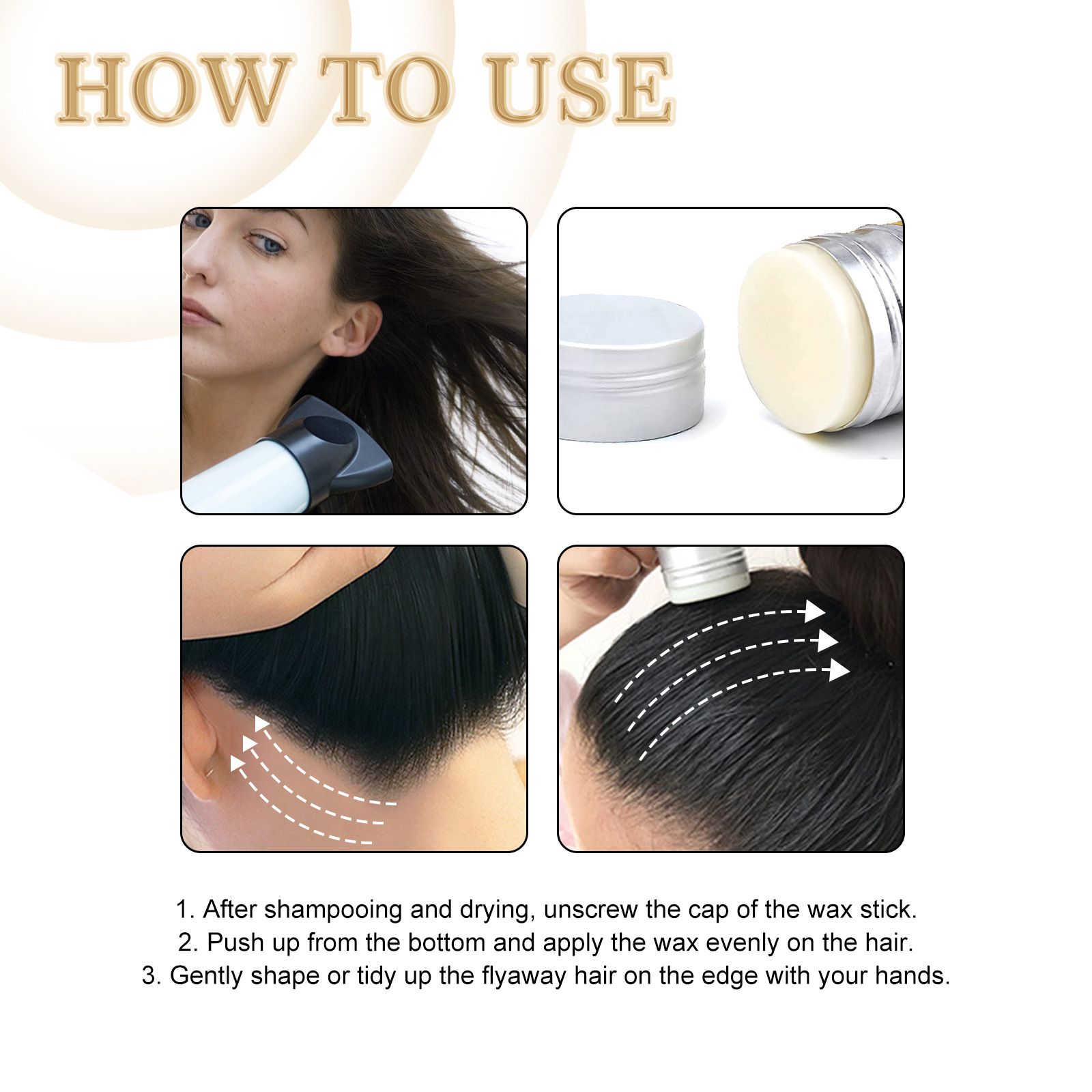 EELHOE hair wax stick, long-lasting hair styling, anti-frizz, combing, natural luster, solid styling hair wax