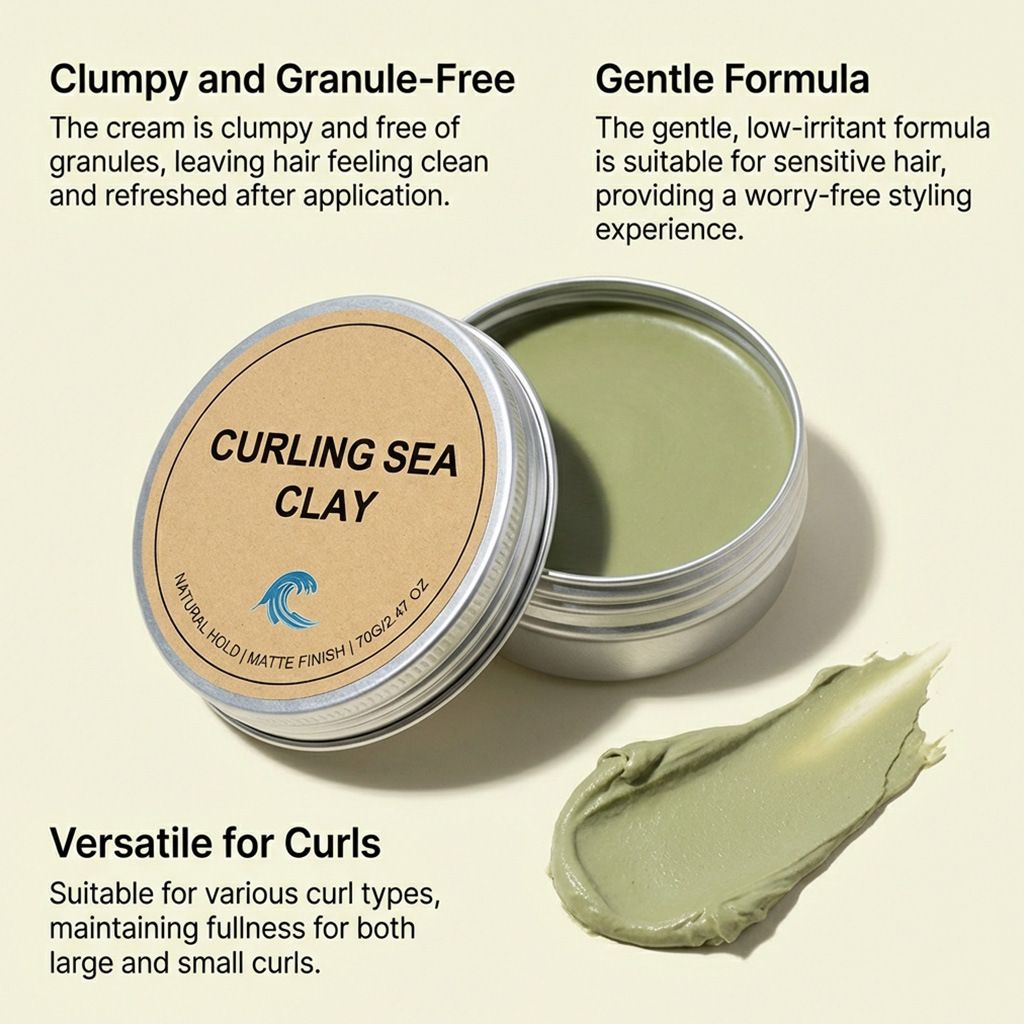 Curling styling hair mud creates a natural, fluffy, and lightweight everyday care styling cream for curly hair styling