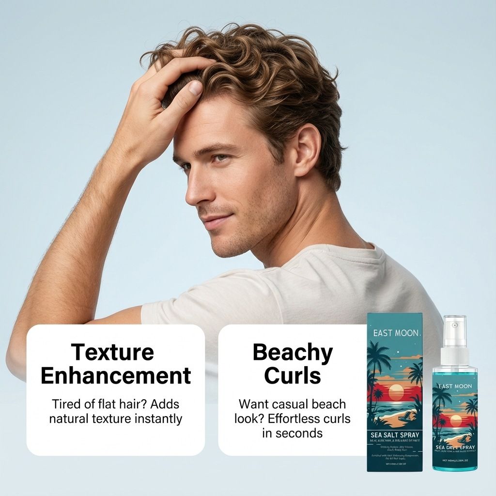 EAST MOON Men's Sea Salt Styling Spray - Men's Hair Texture Styling Spray for a Fluffy and Refreshing Look