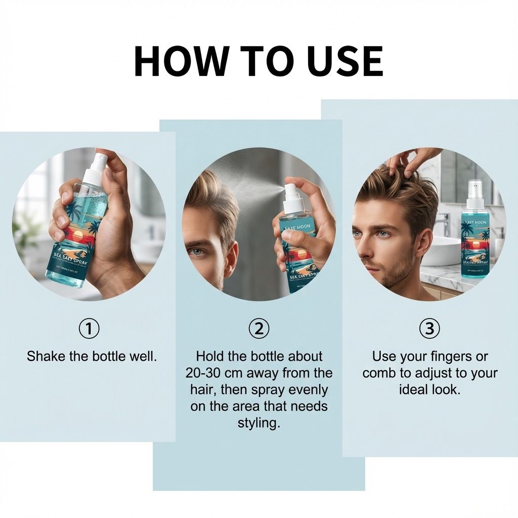 EAST MOON Men's Sea Salt Styling Spray - Men's Hair Texture Styling Spray for a Fluffy and Refreshing Look