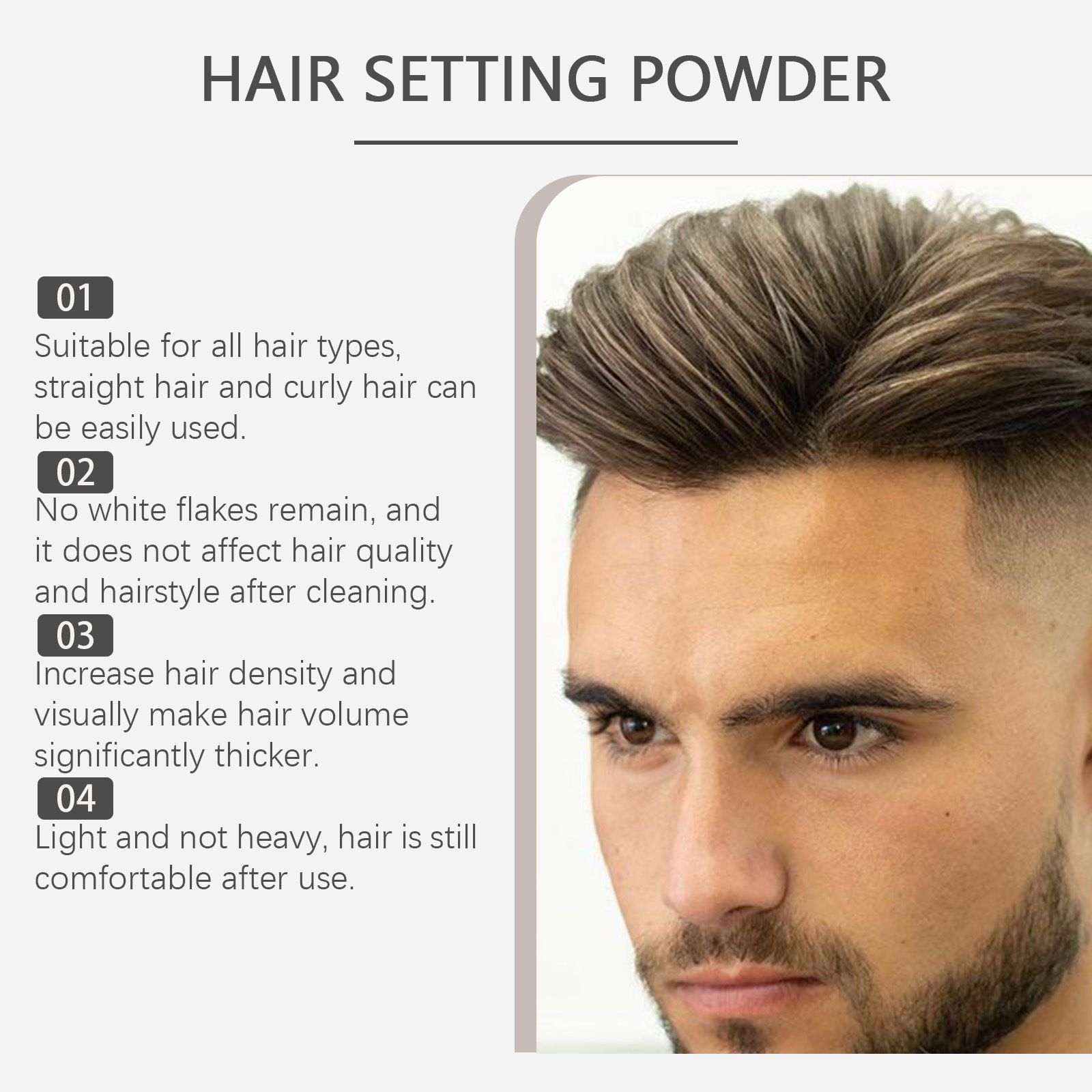 EAST MOON men's matte styling powder, a convenient hair styling product for lazy people, creates a fluffy and high-crowned hairstyle, providing a refreshing and long-lasting finish for hair styling