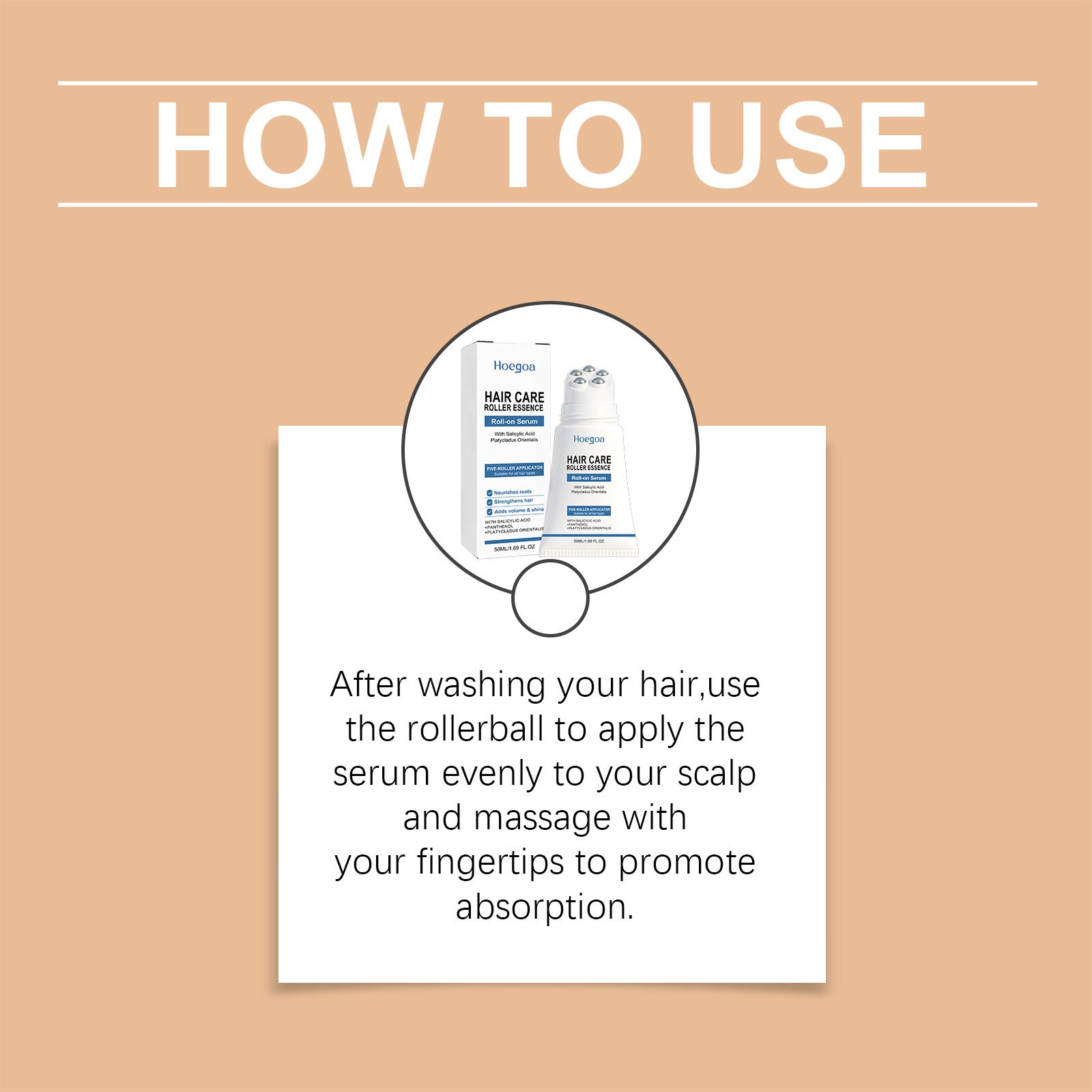 HOEGOA Moisturizing Hair Care Roll-on Essence gently nourishes and massages the scalp, providing daily refreshment, softness, fullness, and hair care