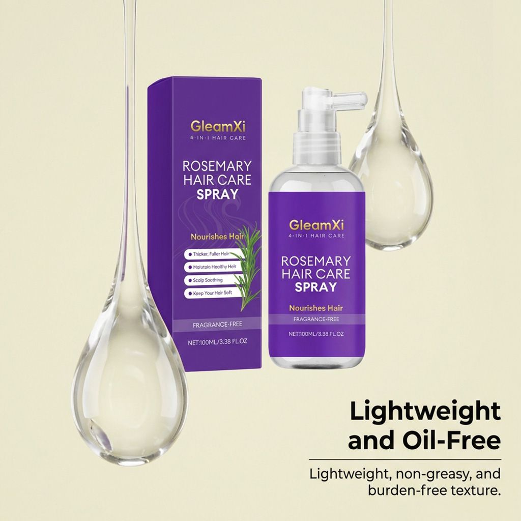 GleamXi Rosemary Hair Spray - Gentle and Moisturizing Daily Cleaning and Smoothing Hair Spray for Hair Care