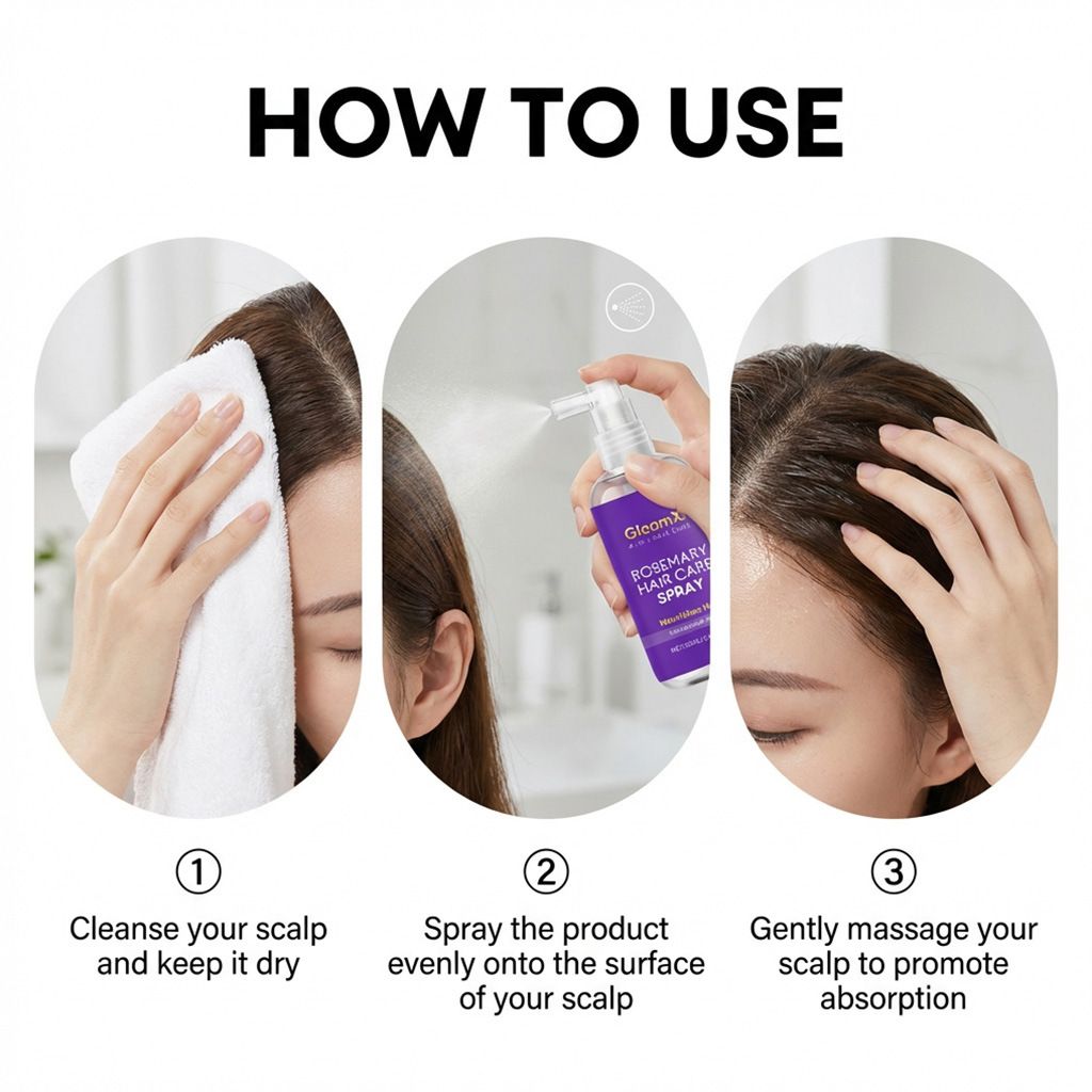 GleamXi Rosemary Hair Spray - Gentle and Moisturizing Daily Cleaning and Smoothing Hair Spray for Hair Care