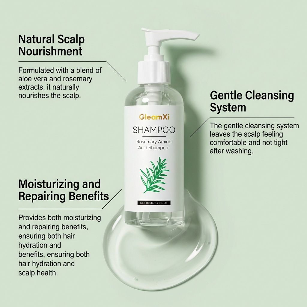 GleamXi Rosemary Amino Acid Nourishing Shampoo - Refreshing, Silky, and Smooth Hair Care Shampoo for Elegant and Soft Hair Quality