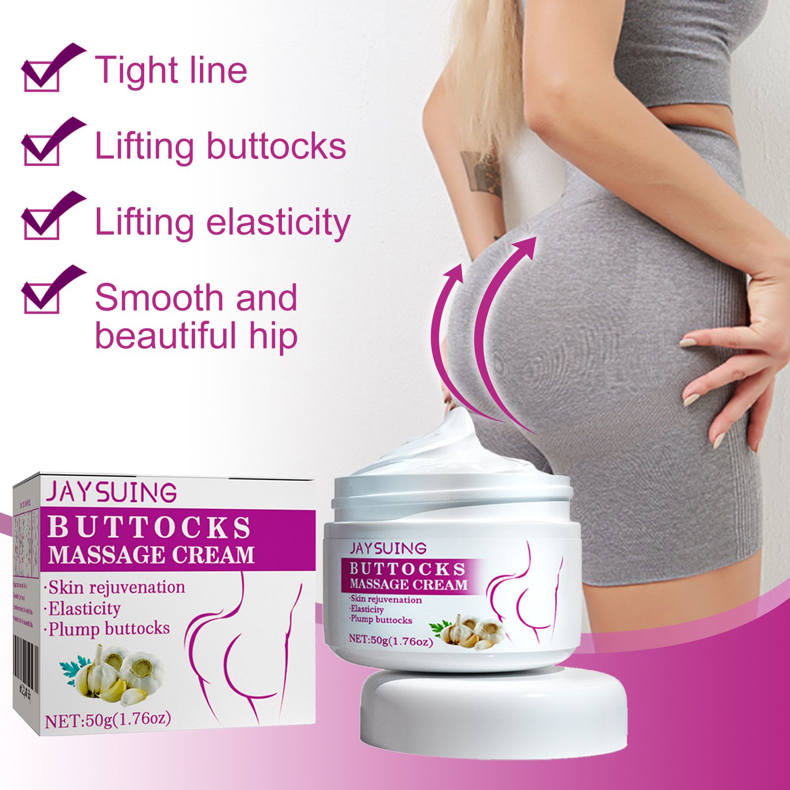 Jaysuing Hip Care Cream - Daily Nourishing and Firming Cream for Beautiful, Peachy, and Tight Hips, Topical Use Only