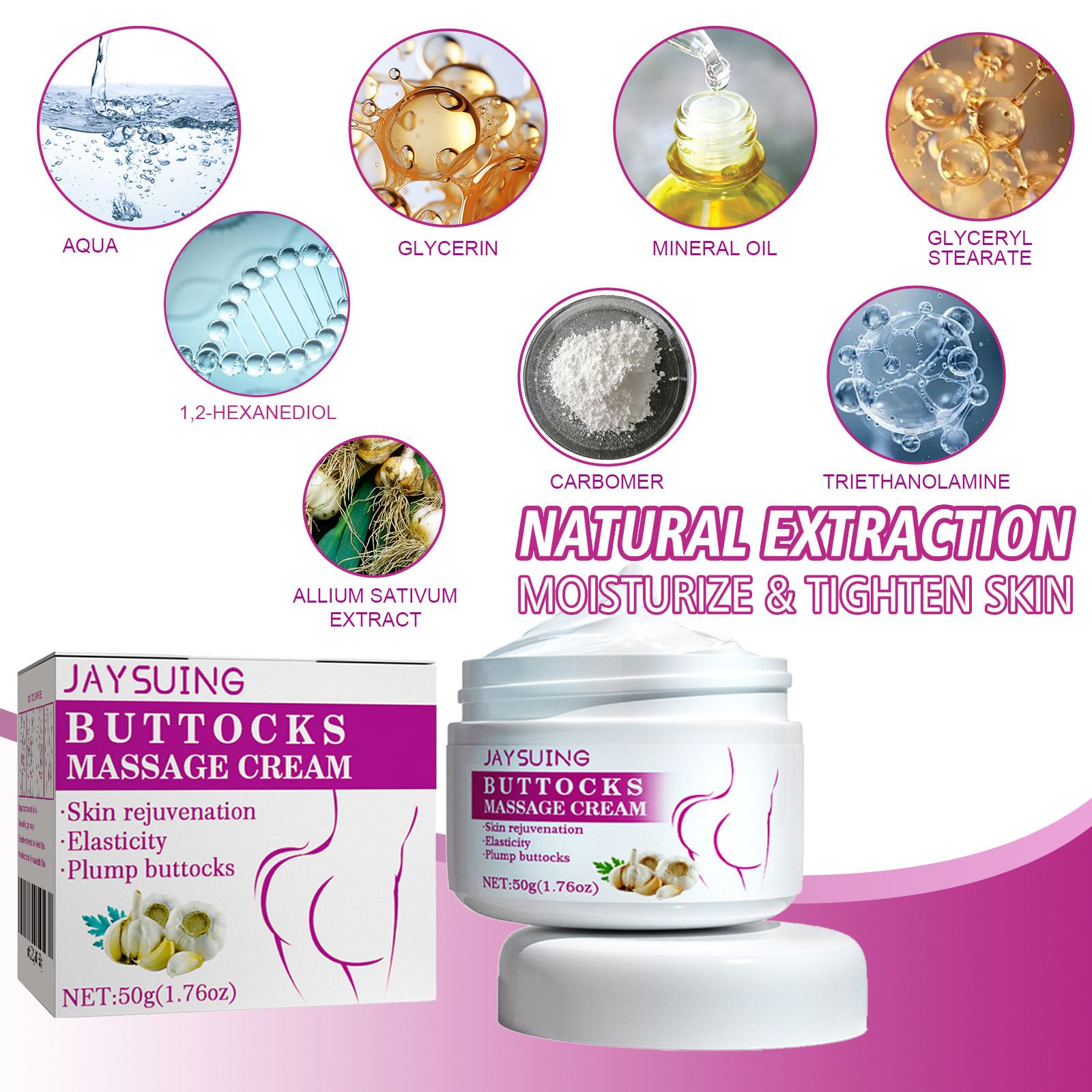 Jaysuing Hip Care Cream - Daily Nourishing and Firming Cream for Beautiful, Peachy, and Tight Hips, Topical Use Only