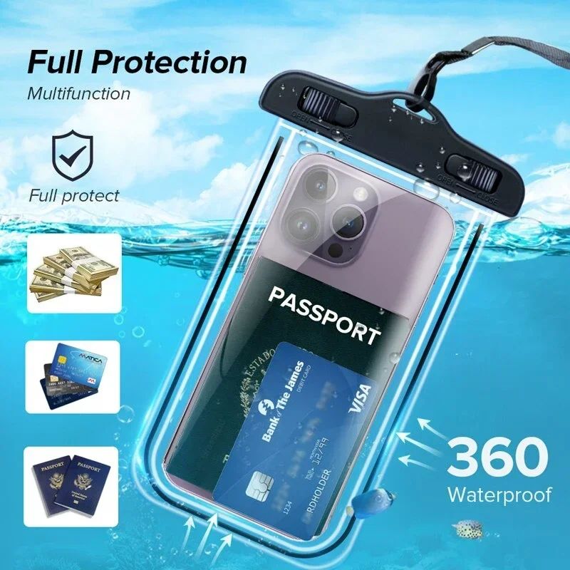 Waterproof Mobile Phone Cases Transparent Phone Underwater Storage Bag Swimming Diving Protective Swimming Bags Waterproof Phone Case Water proof Bag Mobile Phone Pouch PV Cover