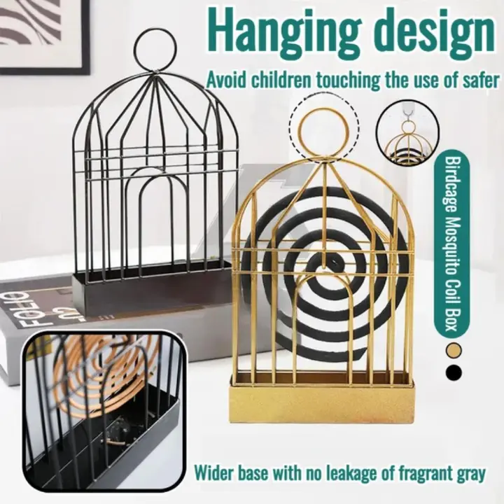 Creative Birdcage shape mosquito coil holder Retro Portable Iron Mosquito Coil rack Incense Burner Metal Frame