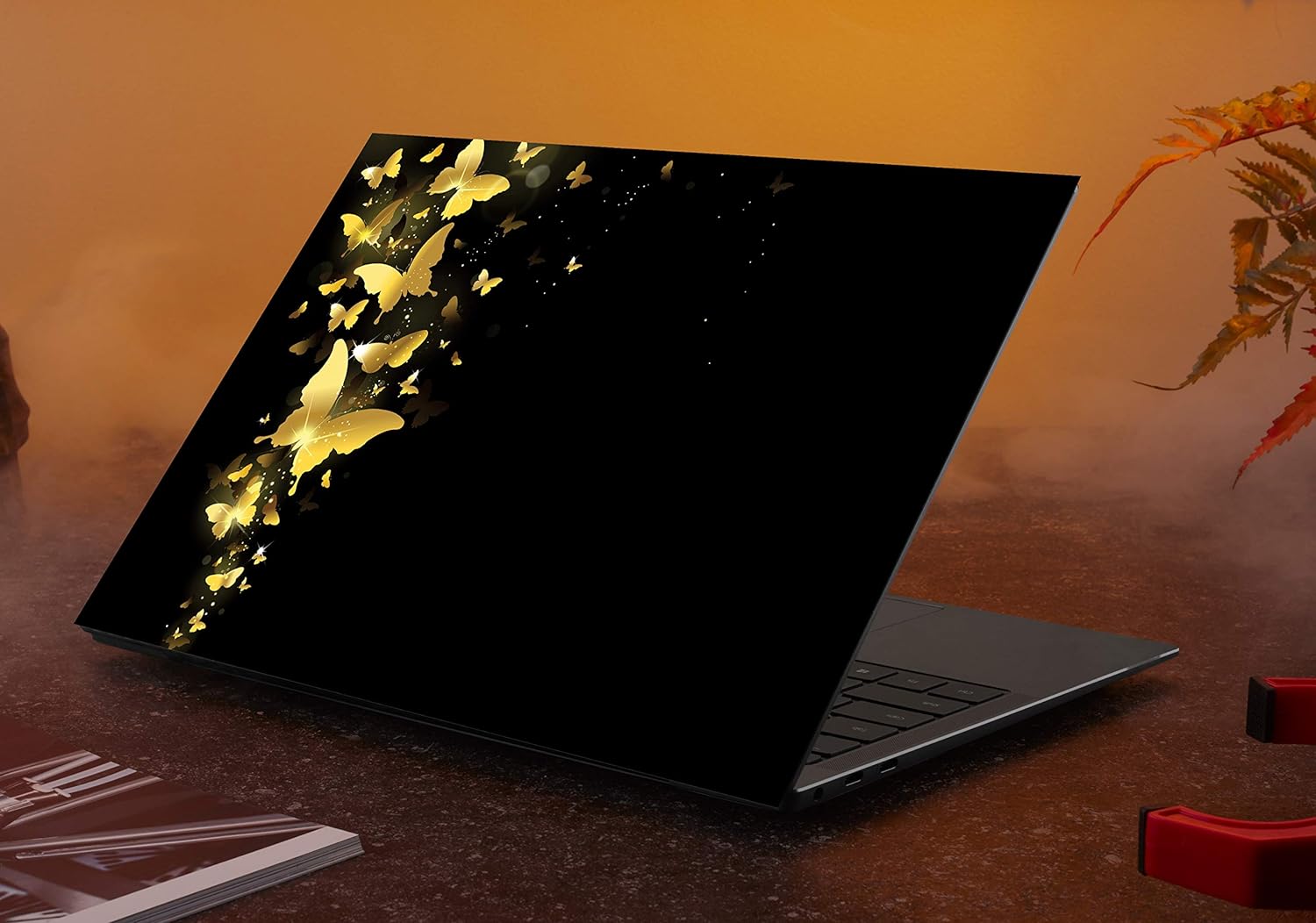 BLACK AND GOLD BUTTERFLY LAPTOP SKIN/COVER/STICKER, for Laptop size 11" 13.3" 14" 15" 15.4" 15.6 Universal Vinyl Skin Sticker Cover.