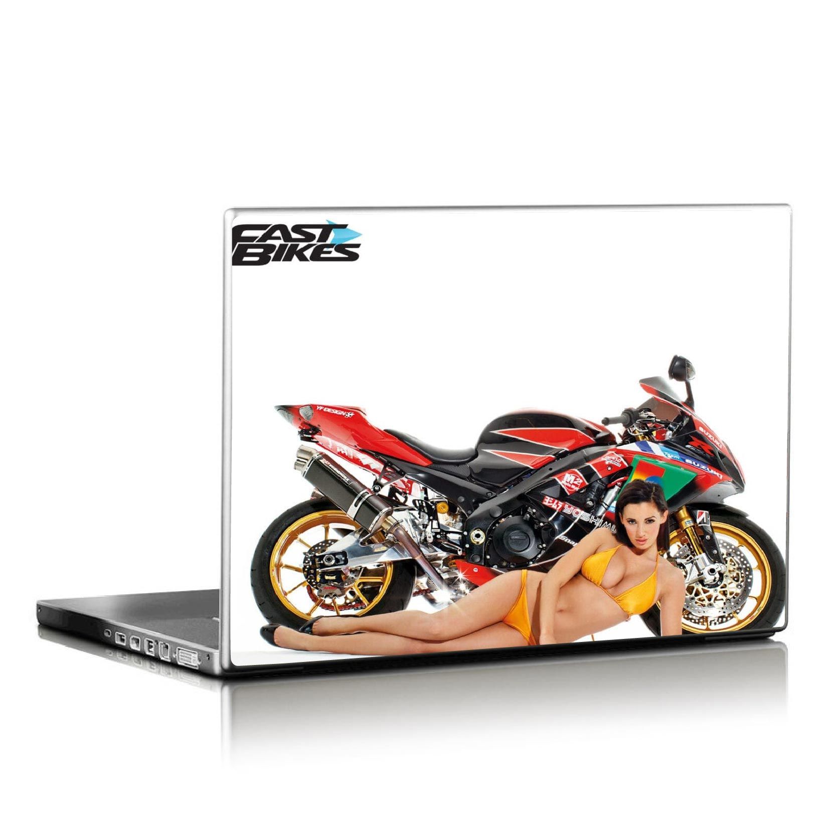 LAPTOP SKIN/COVER/STICKER ( PRETTY GIRL SPORT BIKE ), for Laptop size 11" 13.3" 14" 15" 15.4" 15.6 Universal Vinyl Skin Sticker Cover.