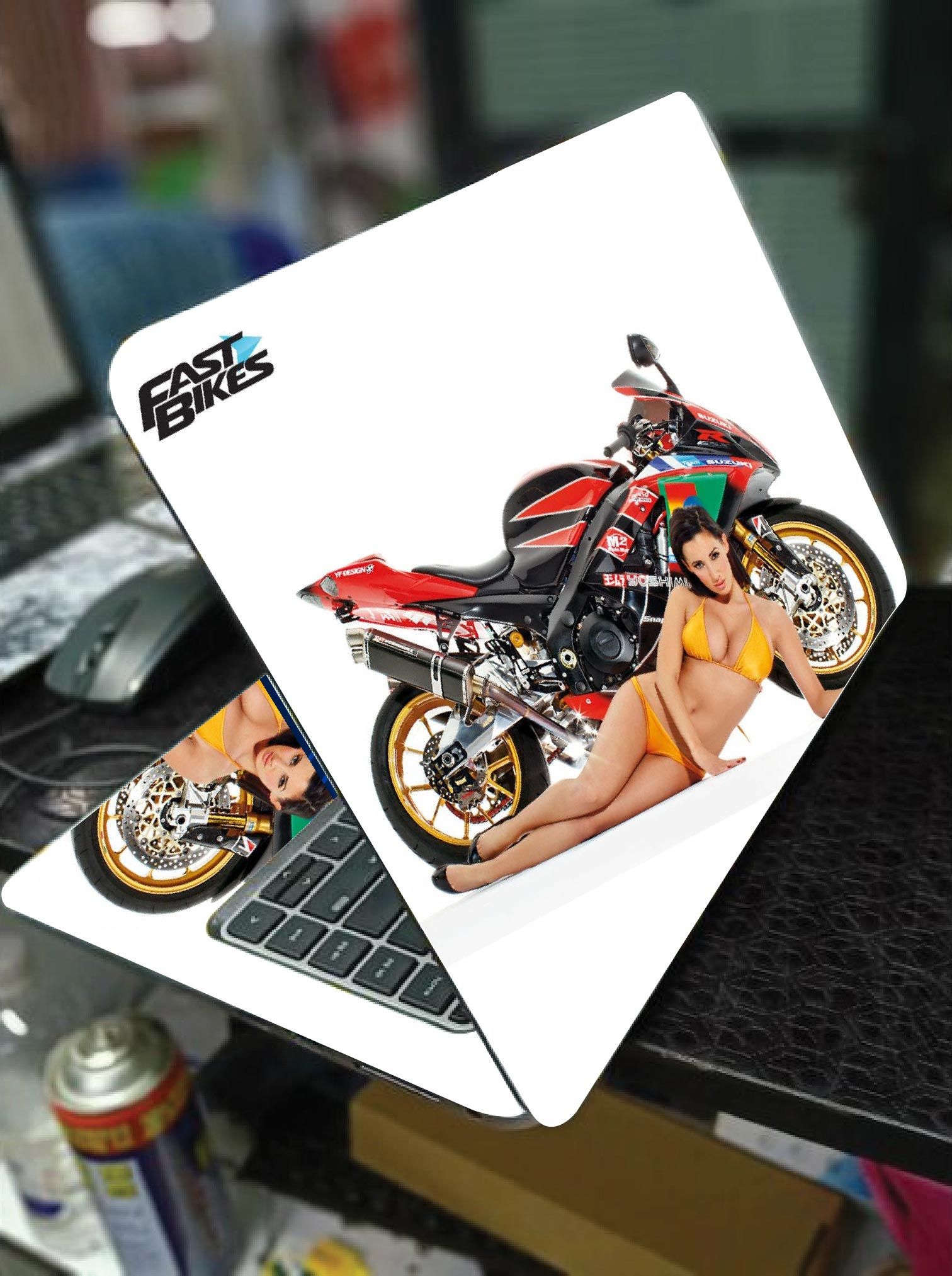 LAPTOP SKIN/COVER/STICKER ( PRETTY GIRL SPORT BIKE ), for Laptop size 11" 13.3" 14" 15" 15.4" 15.6 Universal Vinyl Skin Sticker Cover.