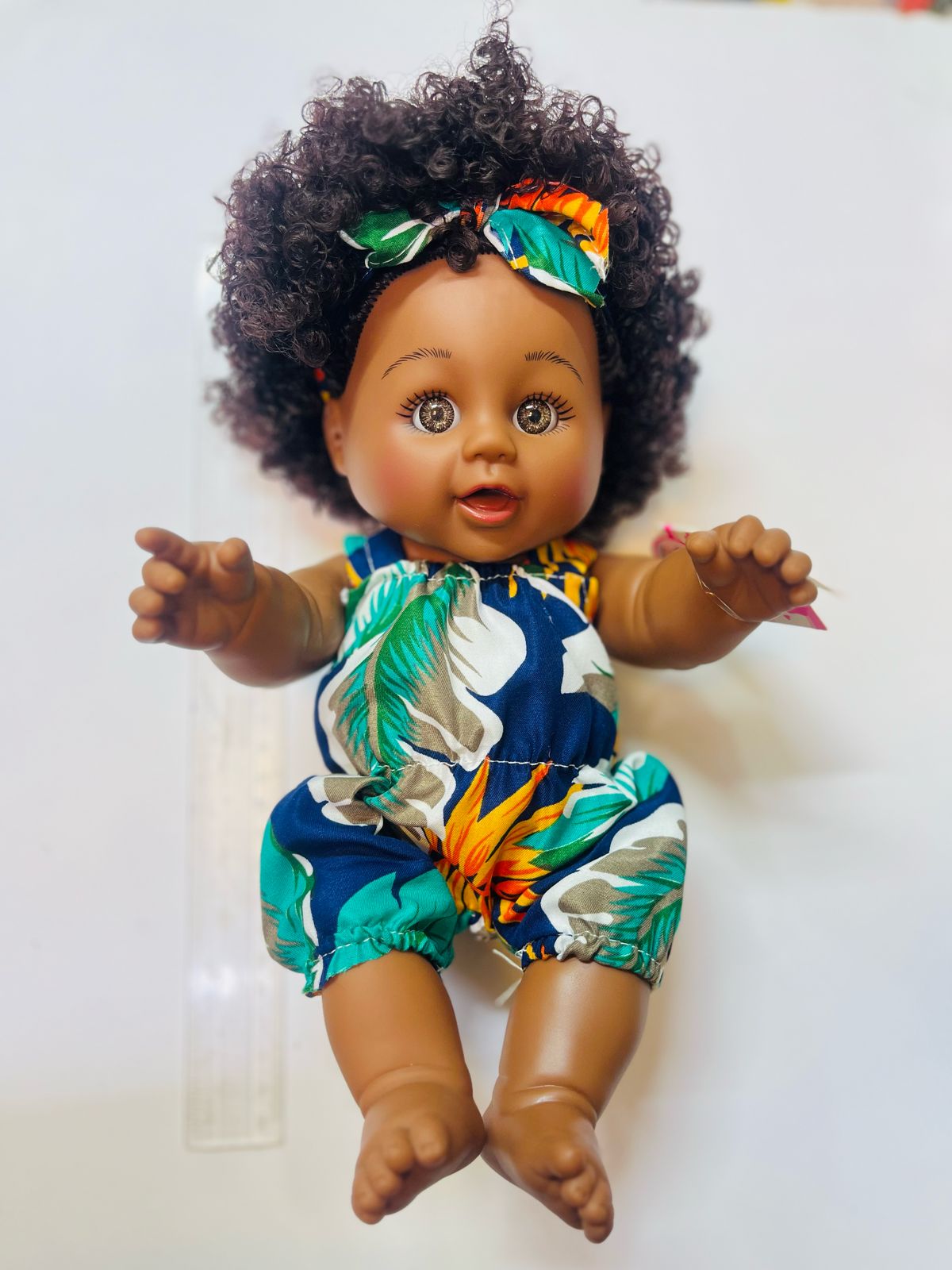 Girl Full Body Silicone Vinyl Doll Painted Baby Doll With Rooted Hair For Kid's- African doll