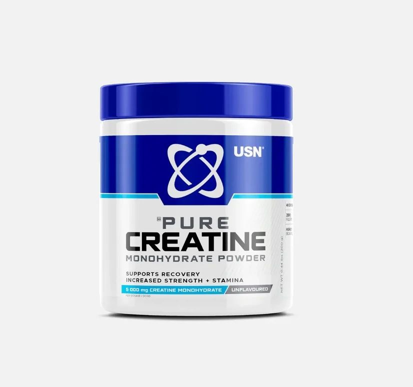 USN Pure Creatine Monohydrate. It boosts muscle growth, speeds recovery, and enhances performance.