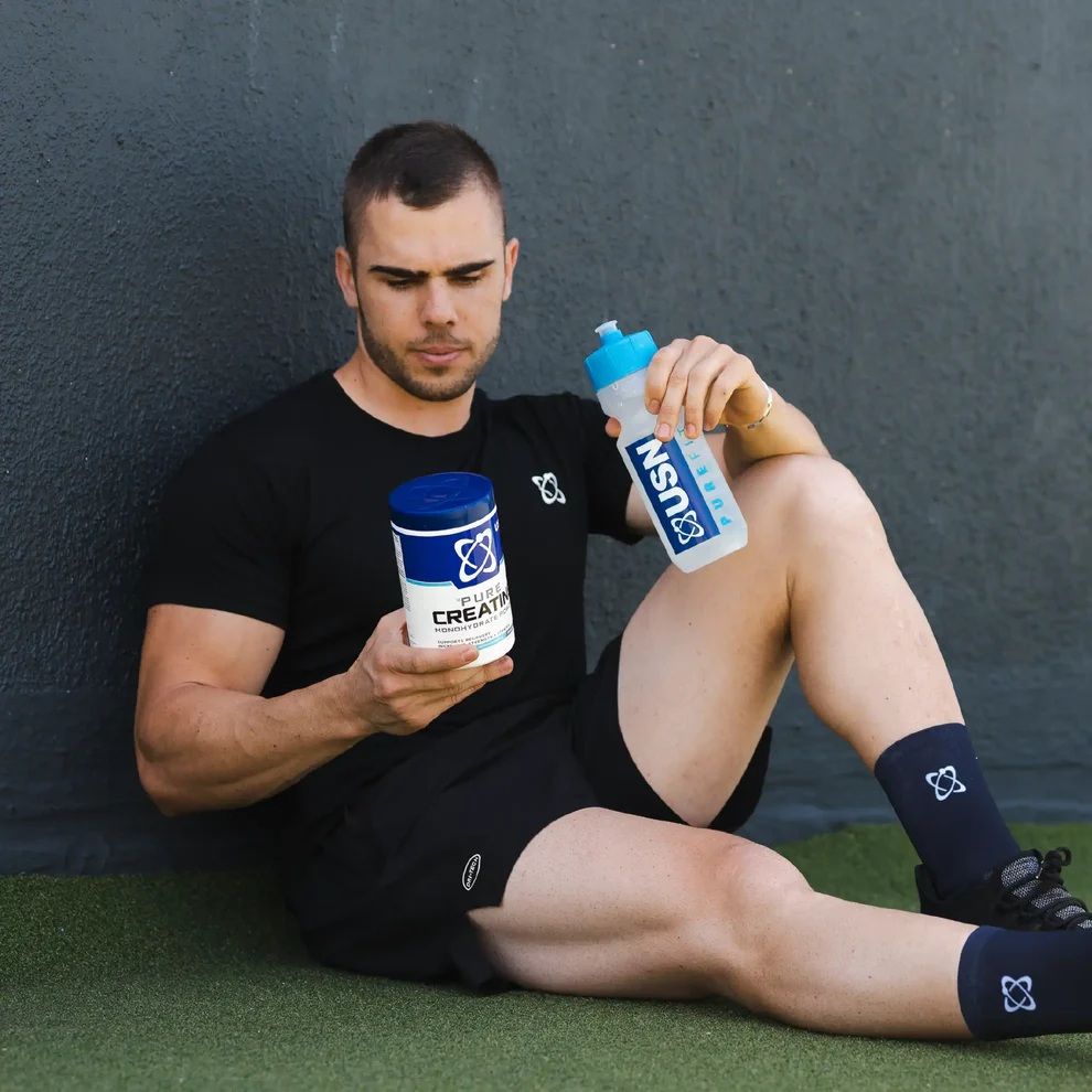 USN Pure Creatine Monohydrate. It boosts muscle growth, speeds recovery, and enhances performance.